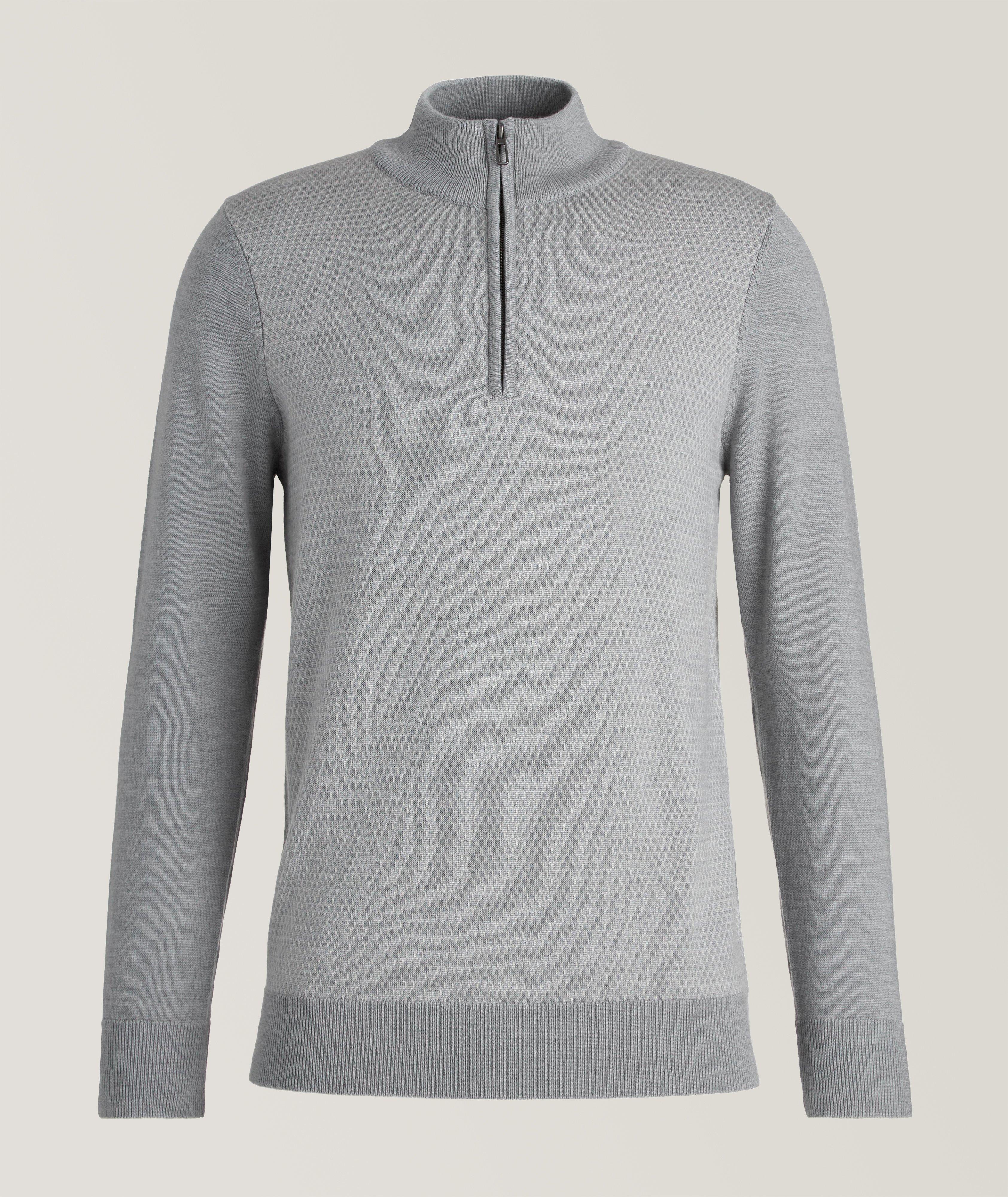 Merino Honeycomb Knit Half Zip Sweater image 0
