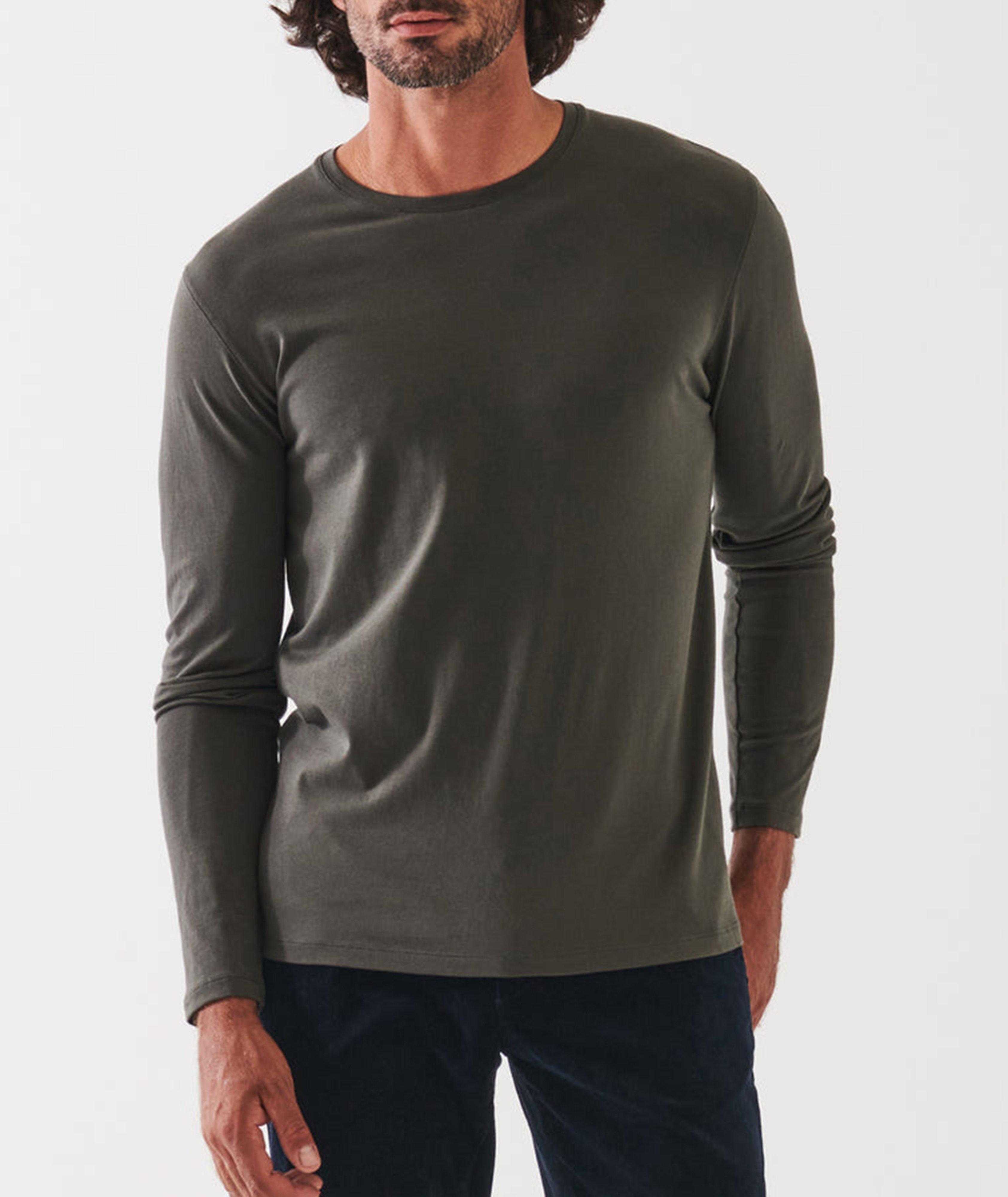 Long-Sleeve Stretch-Pima Cotton T-Shirt image 0