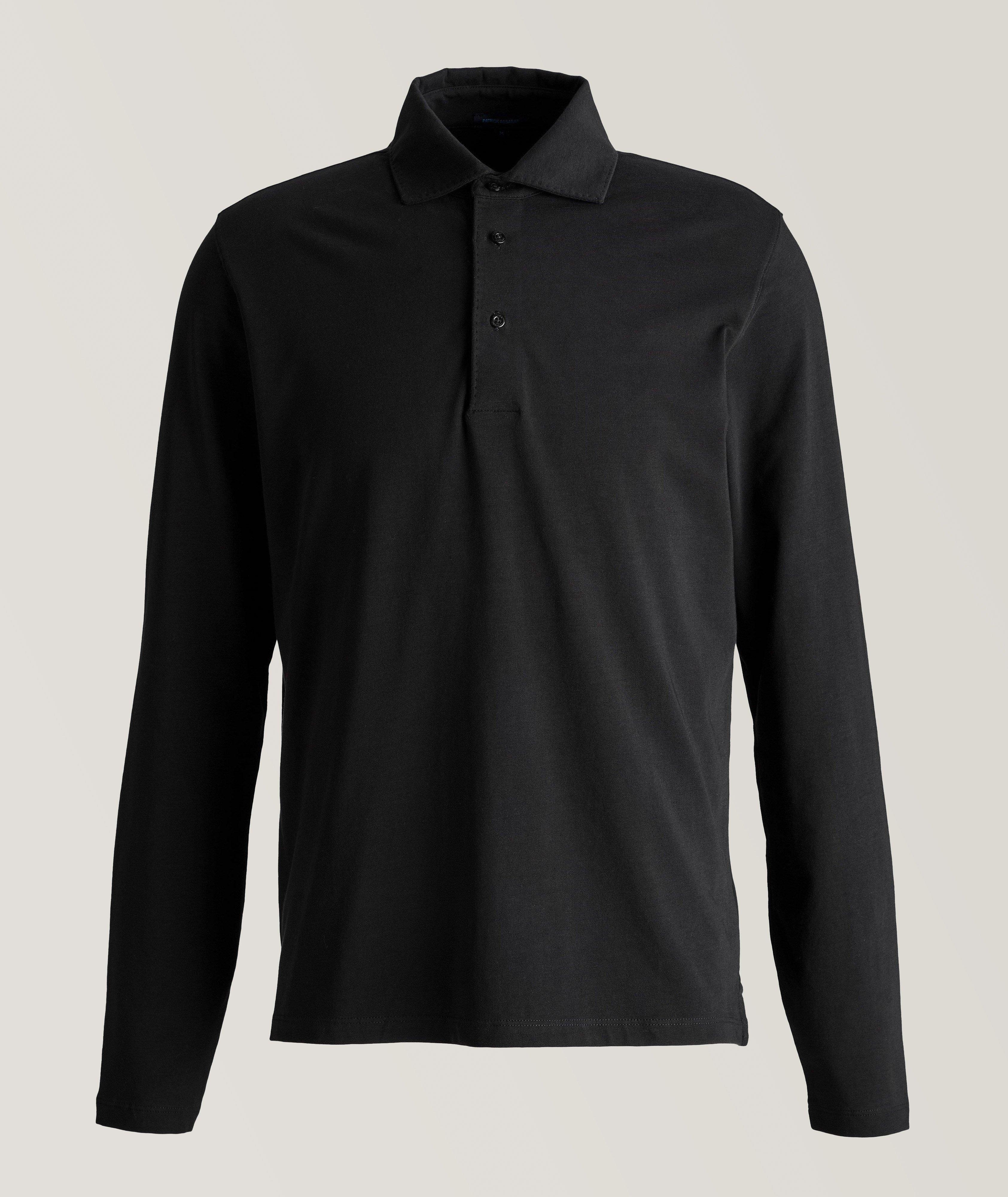 Long-Sleeve Stretch-Cotton Polo image 0