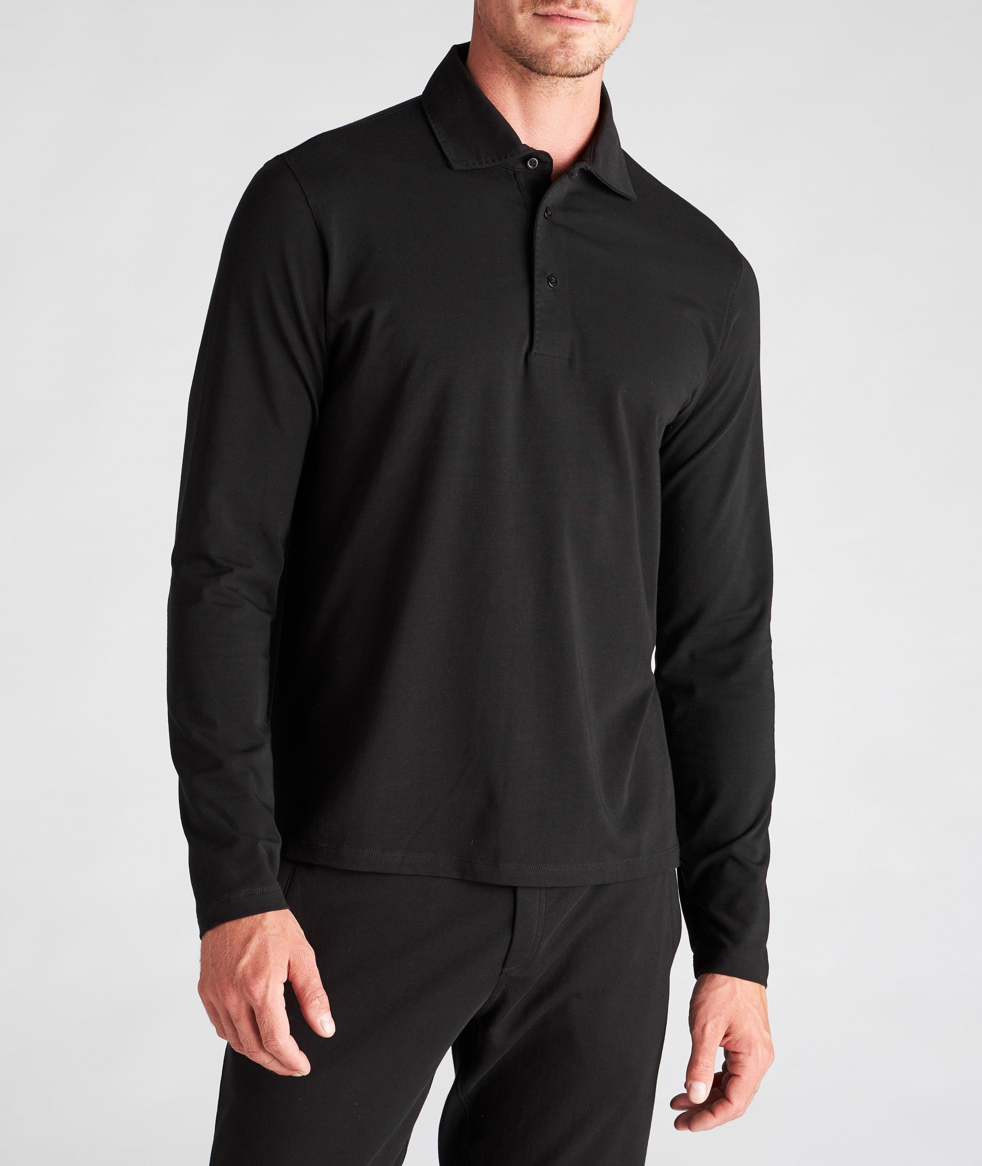 Long-Sleeve Stretch-Cotton Polo image 1