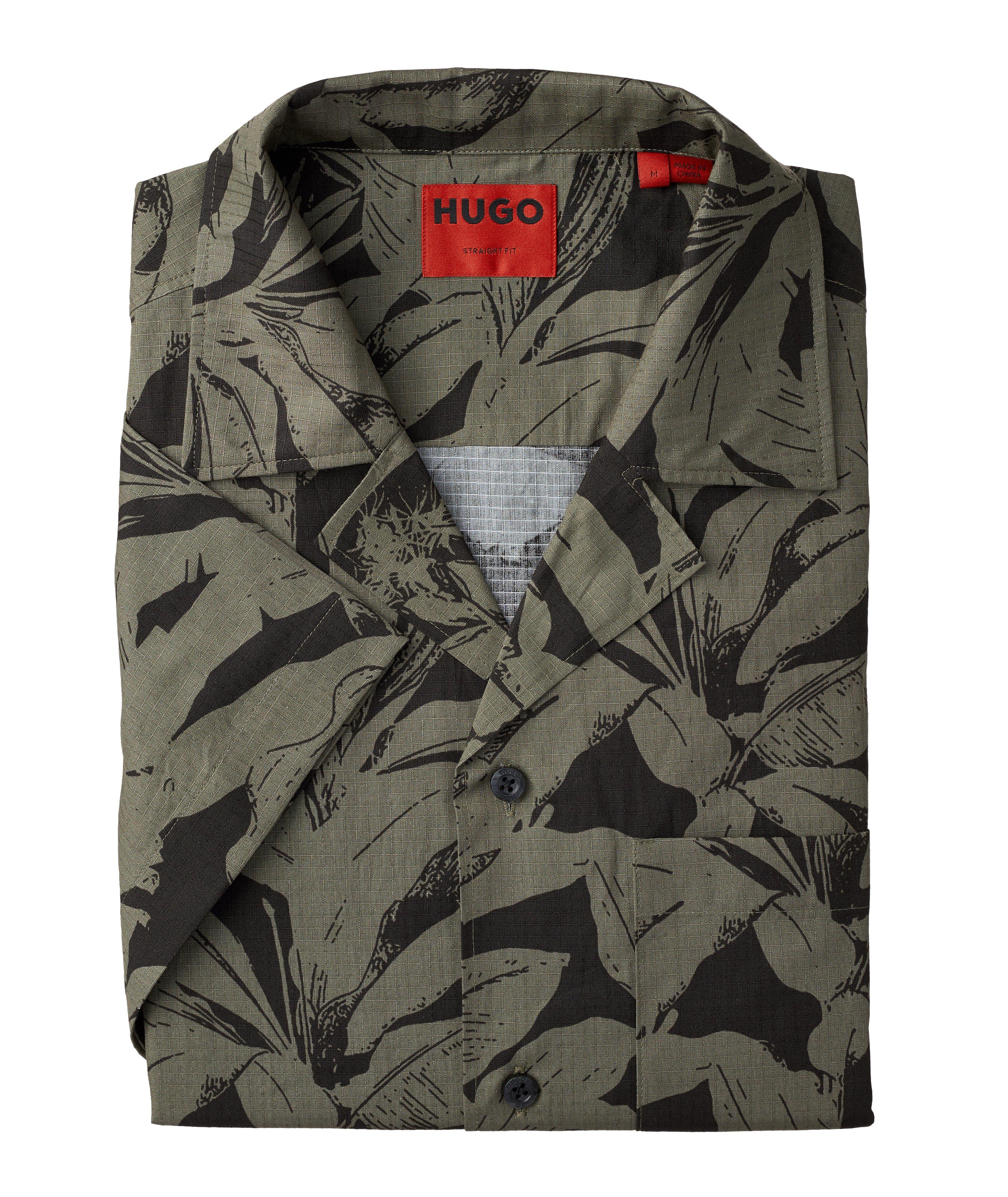 Ellino Floral Palm Print Stretch Sport Shirt image 0