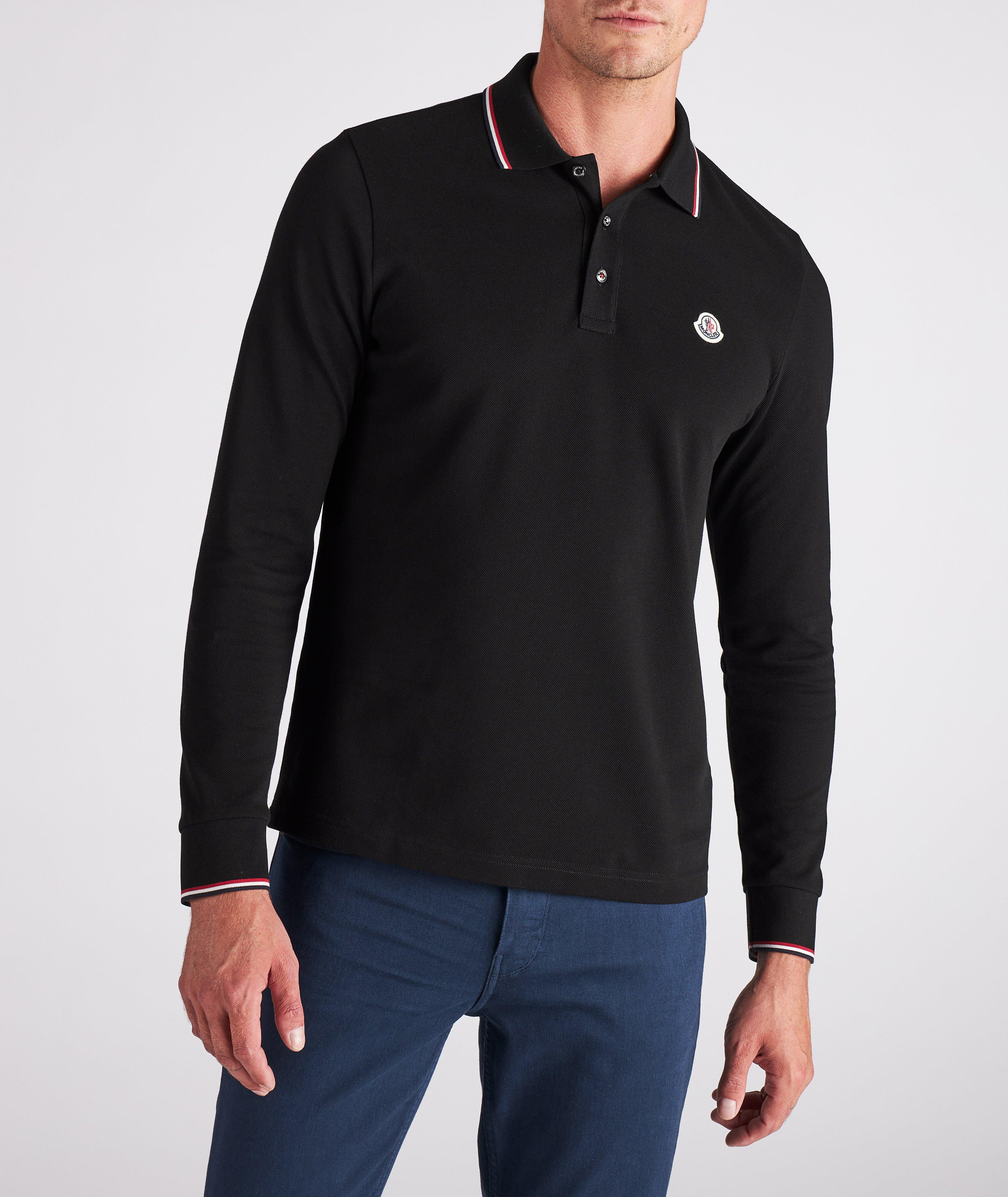 Moncler long cheap sleeve polo navy