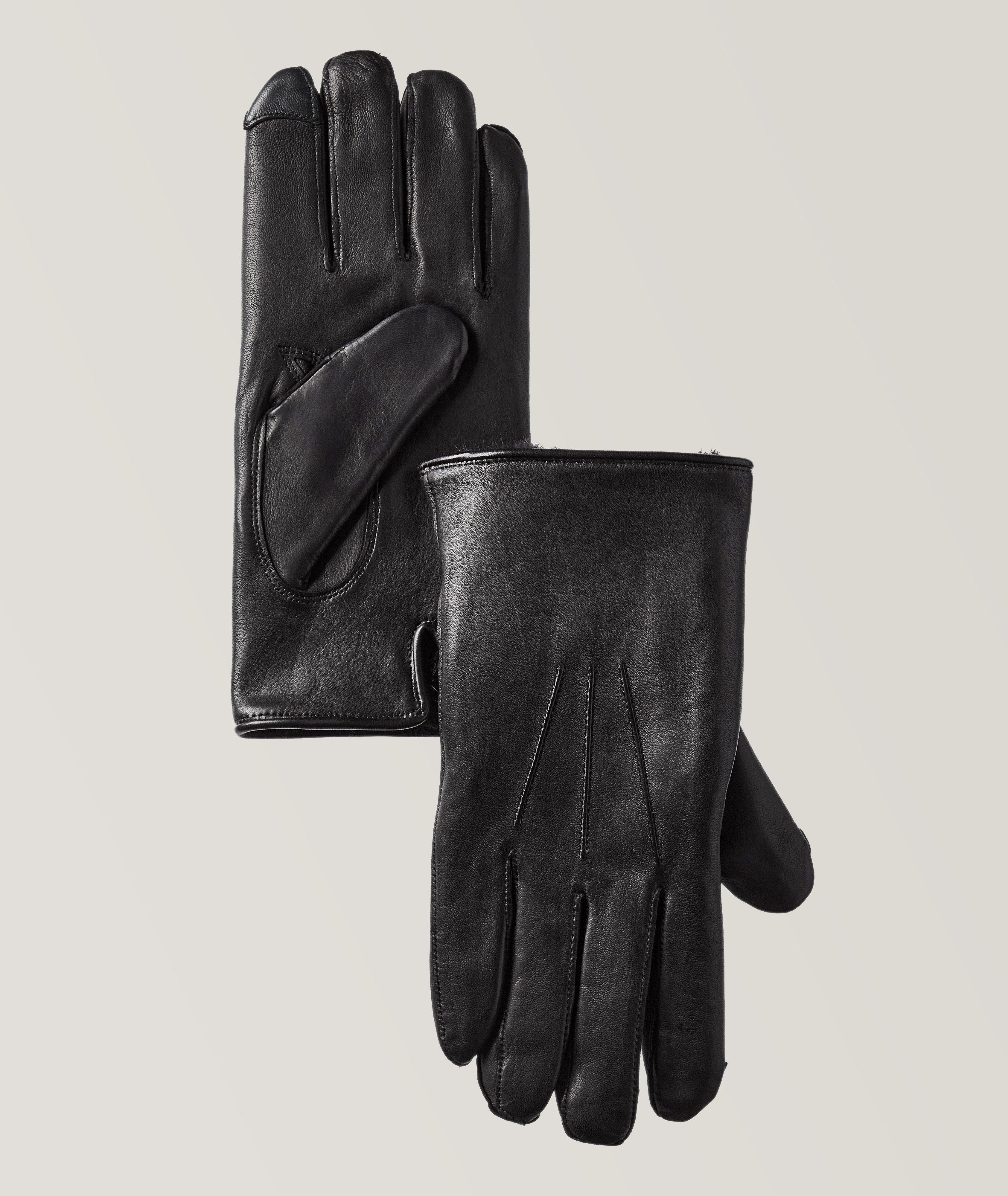 Men's Fur Lined Leather Gloves, Black, Men's Gloves