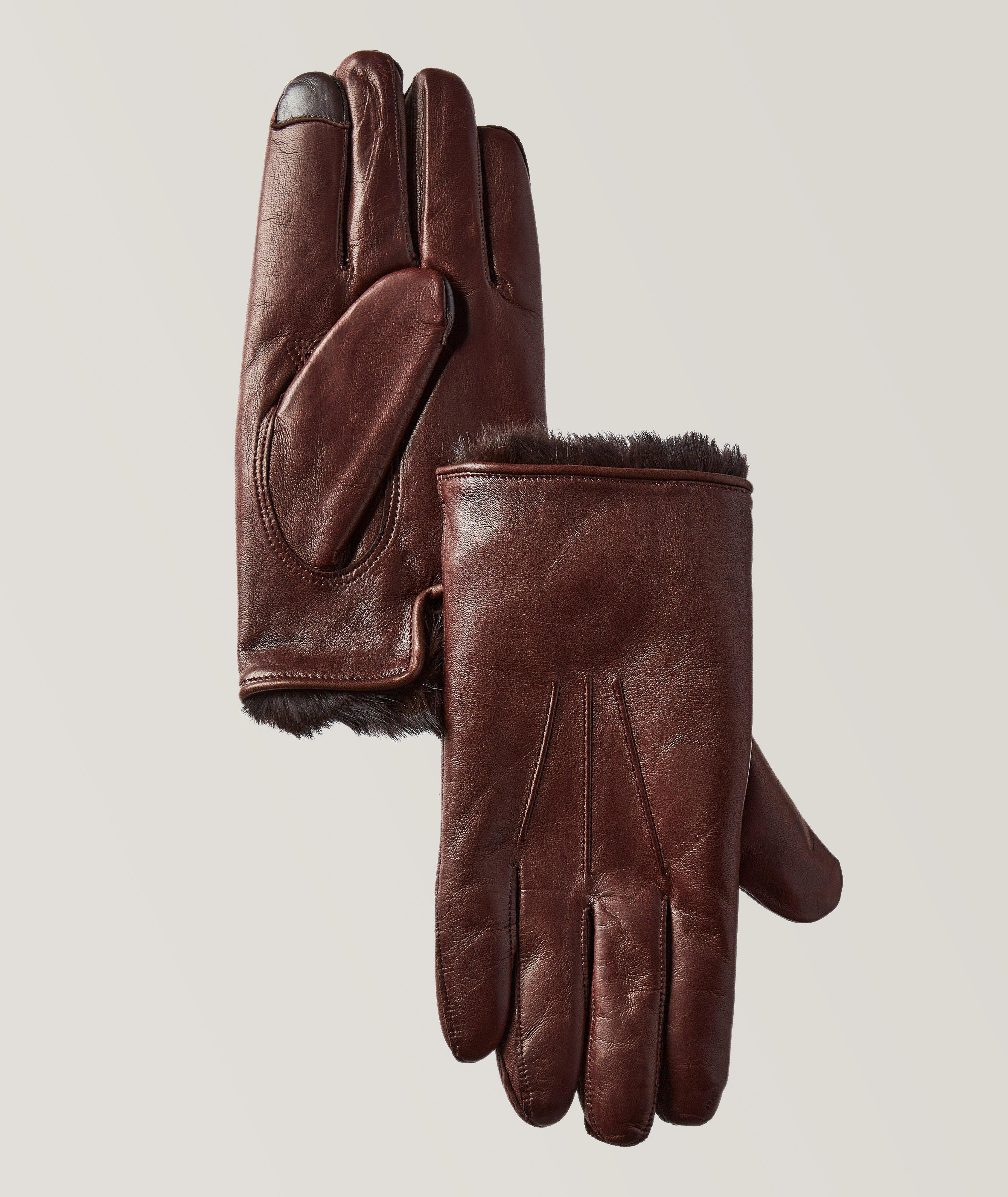 Mens fur deals lined leather gloves