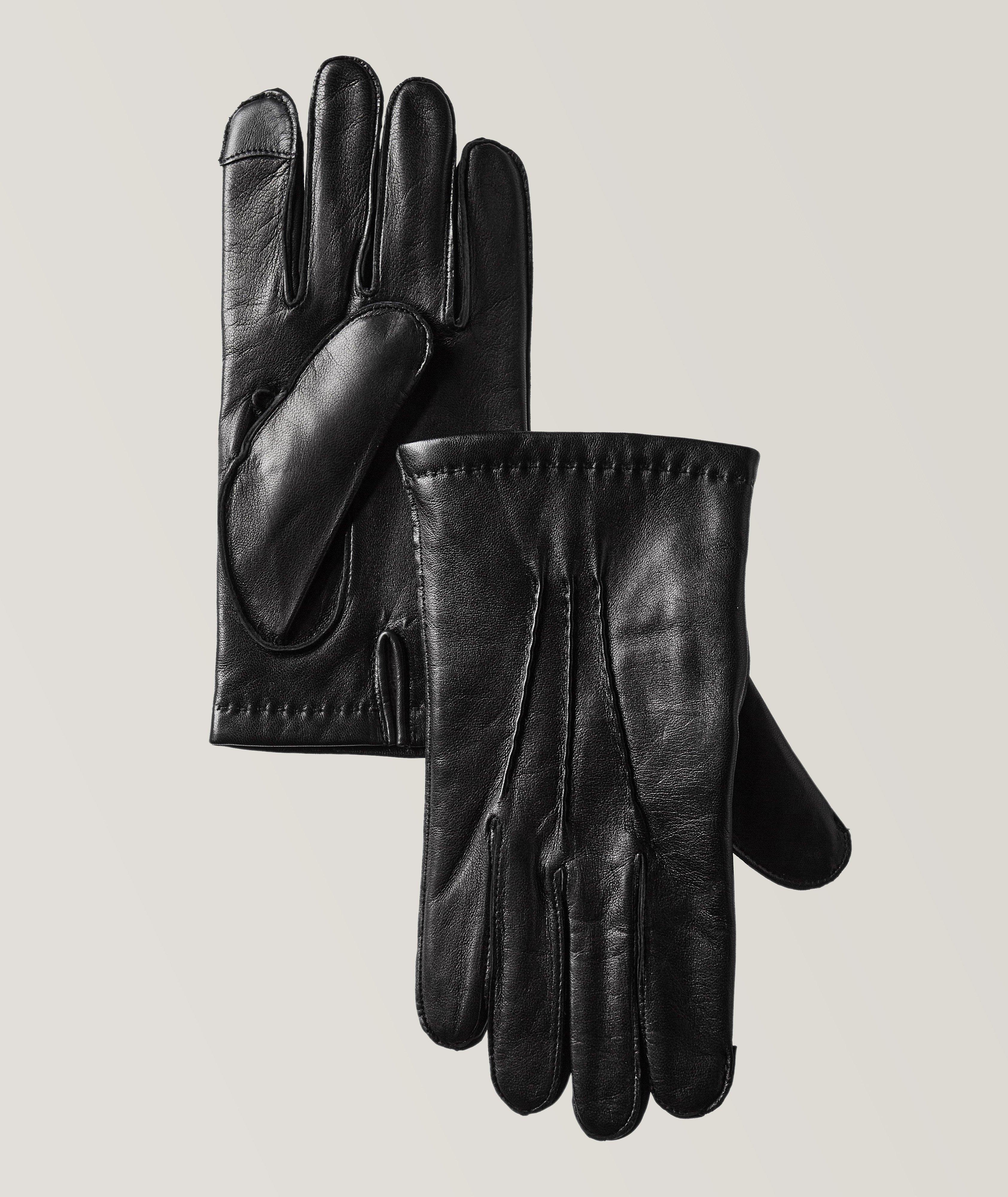 Mens lined black on sale leather gloves