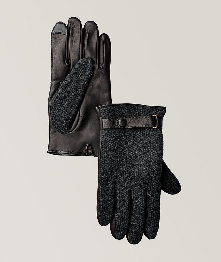 Knit Cashmere Leather Snap Gloves image 0