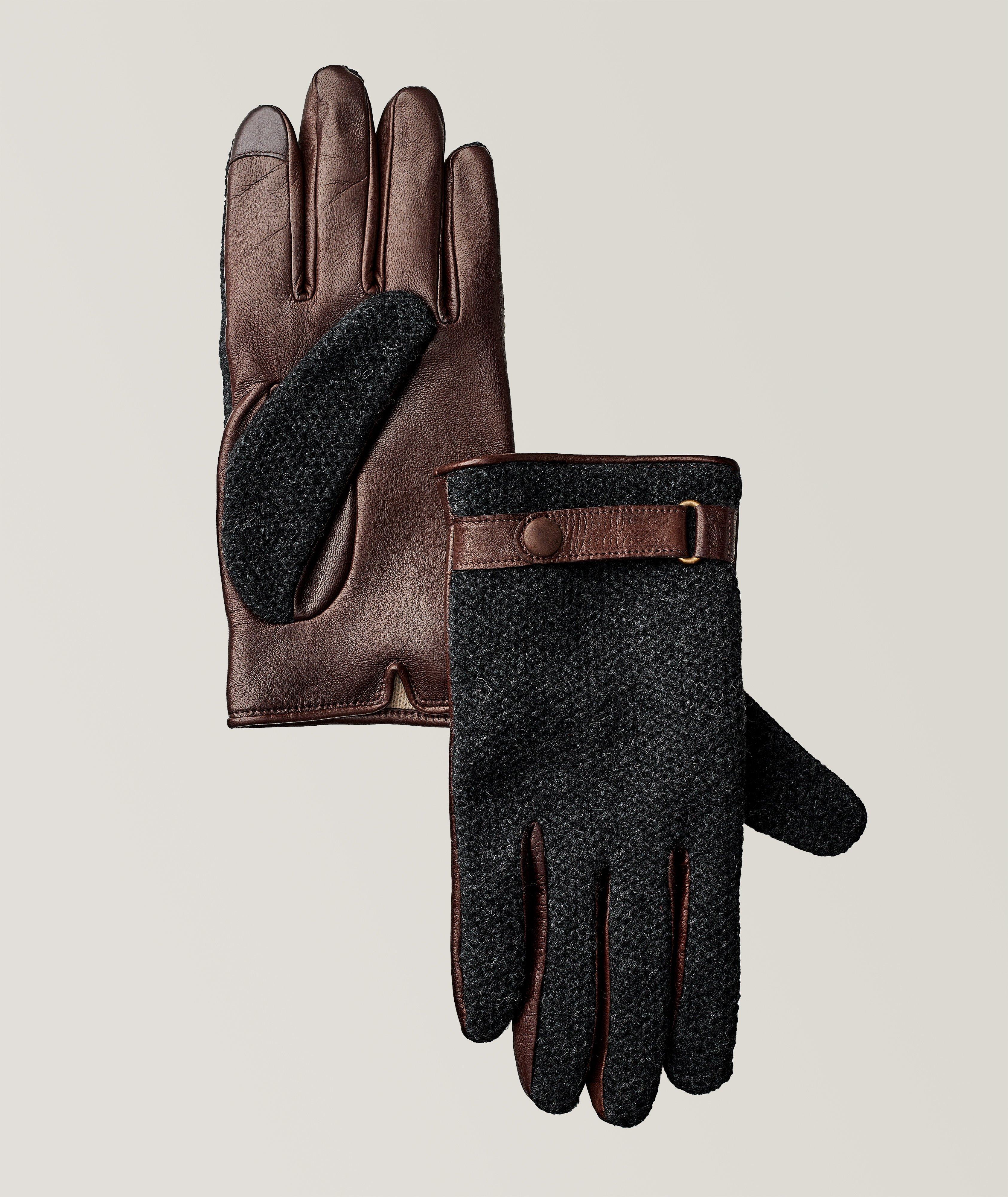 Knit Cashmere Lined Leather Snap Gloves image 0