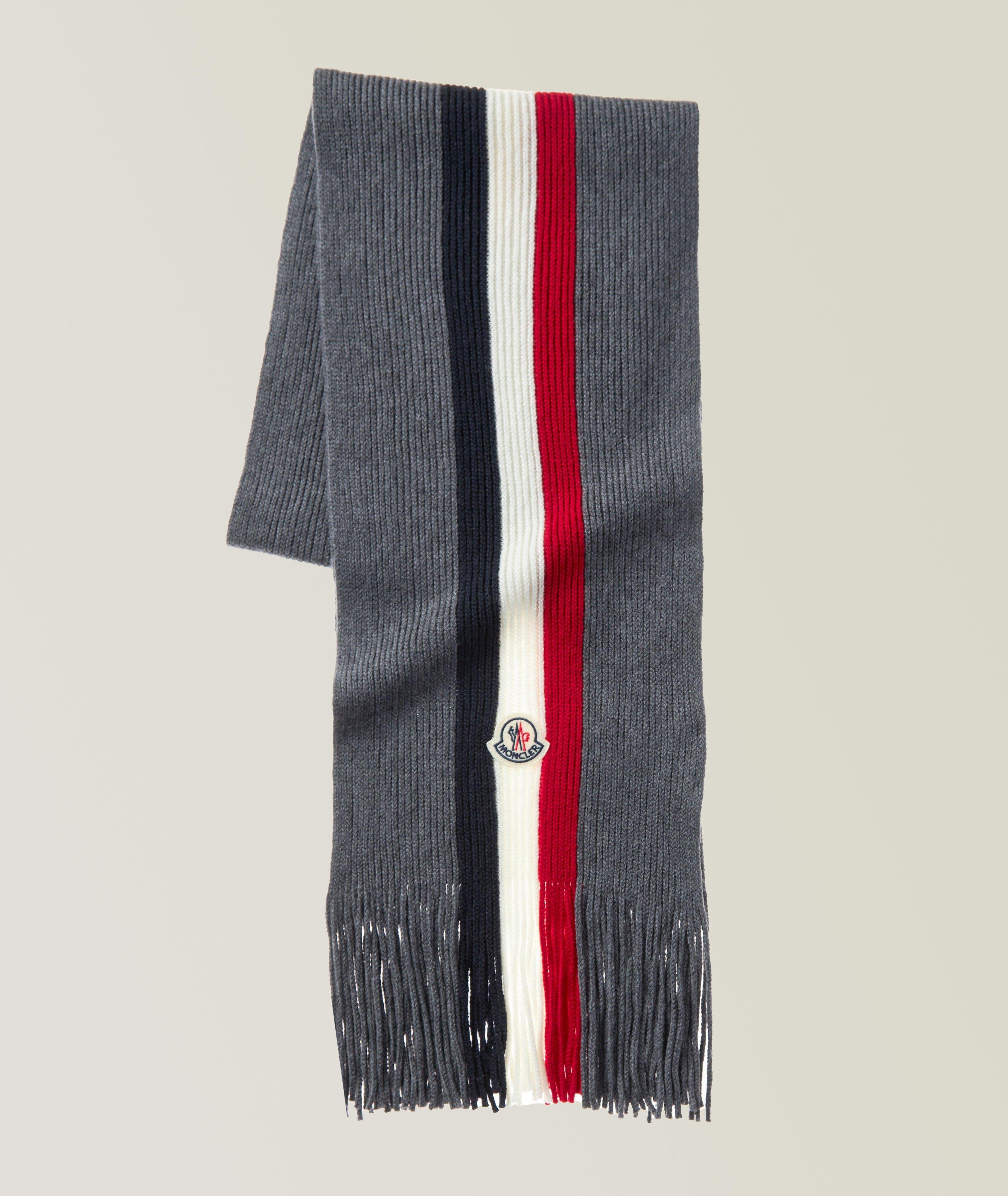 Wool Ribbed Striped Logo Scarf image 0