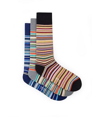Paul Smith 3-Pack Stripe And Polka Dot Pattern Cotton-Blend Socks