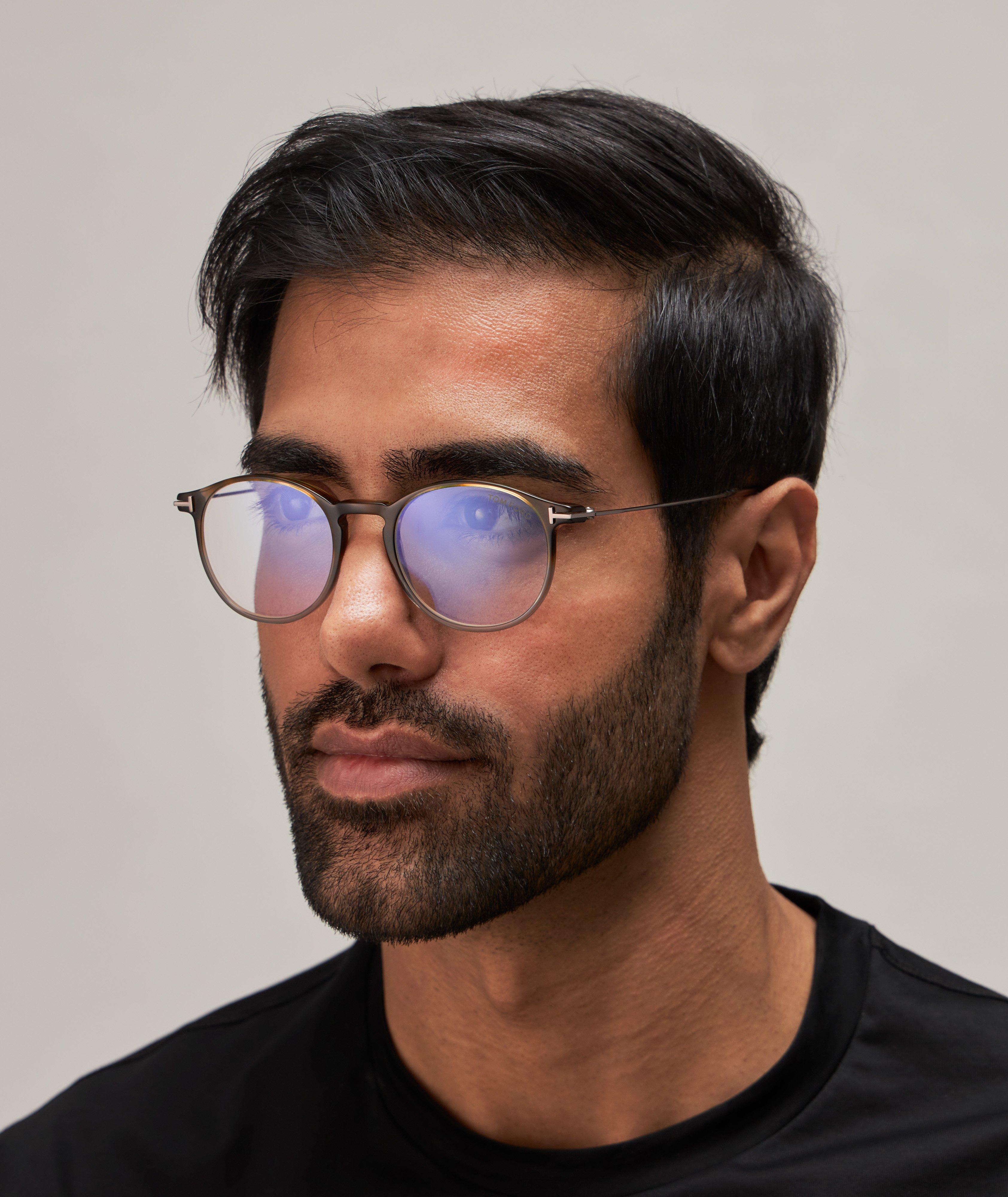 Mens round hot sale blue light glasses