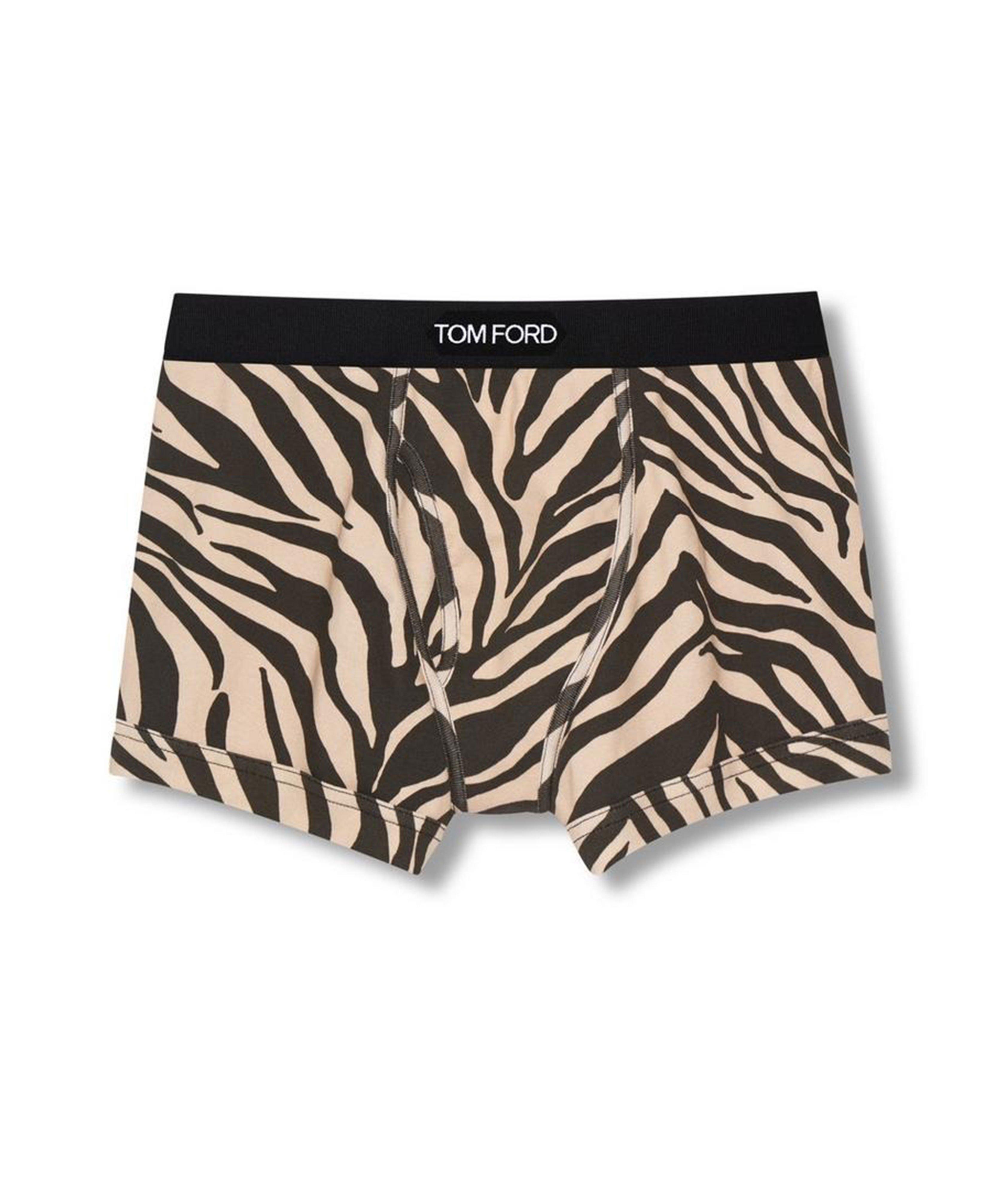 Zebra Printed Stretch-Cotton Boxer Briefs image 0