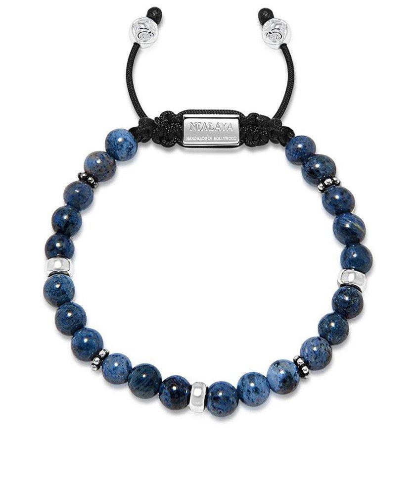  Blue Dumortierite & Silver Beaded Bracelet image 0