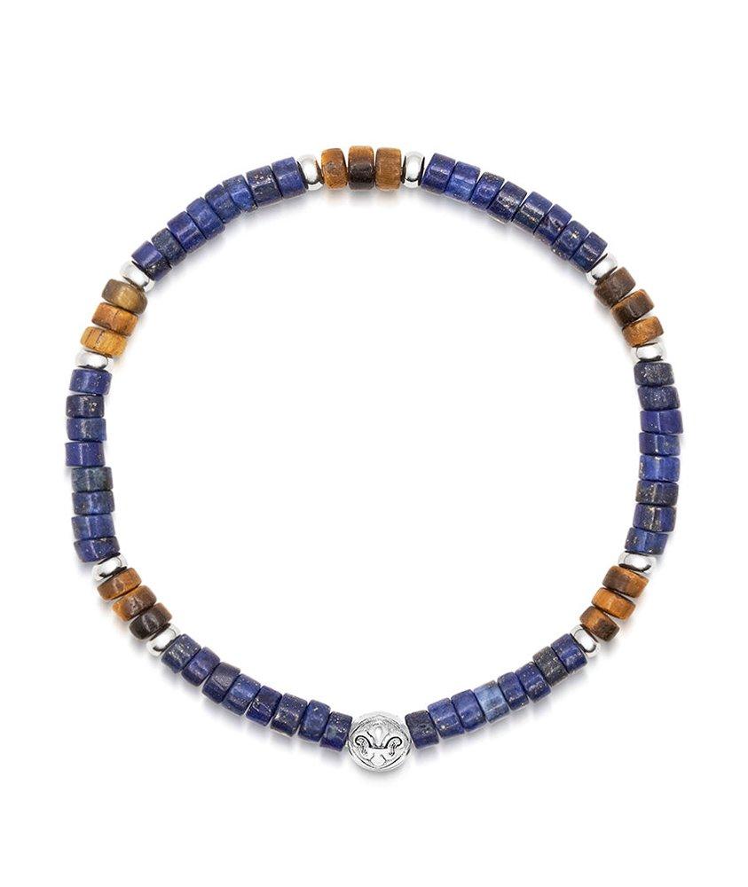 Bracelet de billes de lapis-lazuli et d’œil-de-tigre brun de type heishi image 0