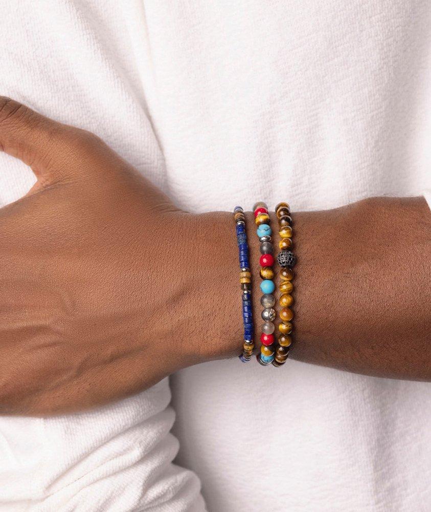 Blue Lapis and Brown Tiger Eye Heishi Beads Bracelet image 1