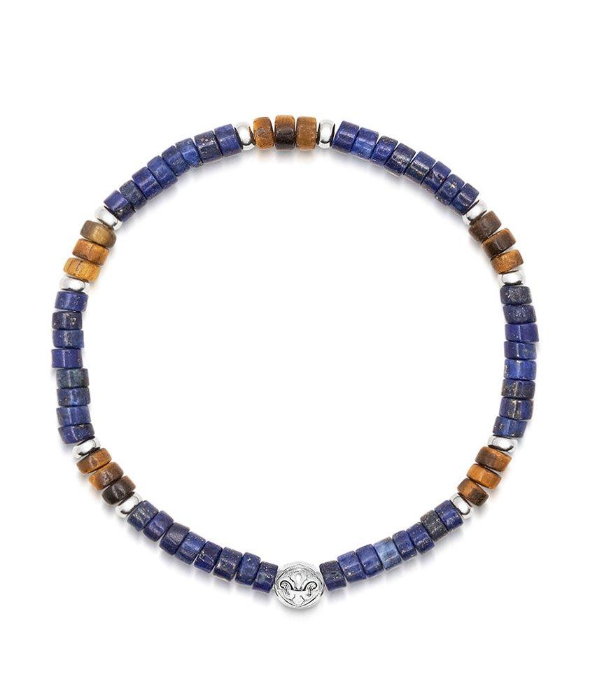 Blue Lapis and Brown Tiger Eye Heishi Beads Bracelet image 0
