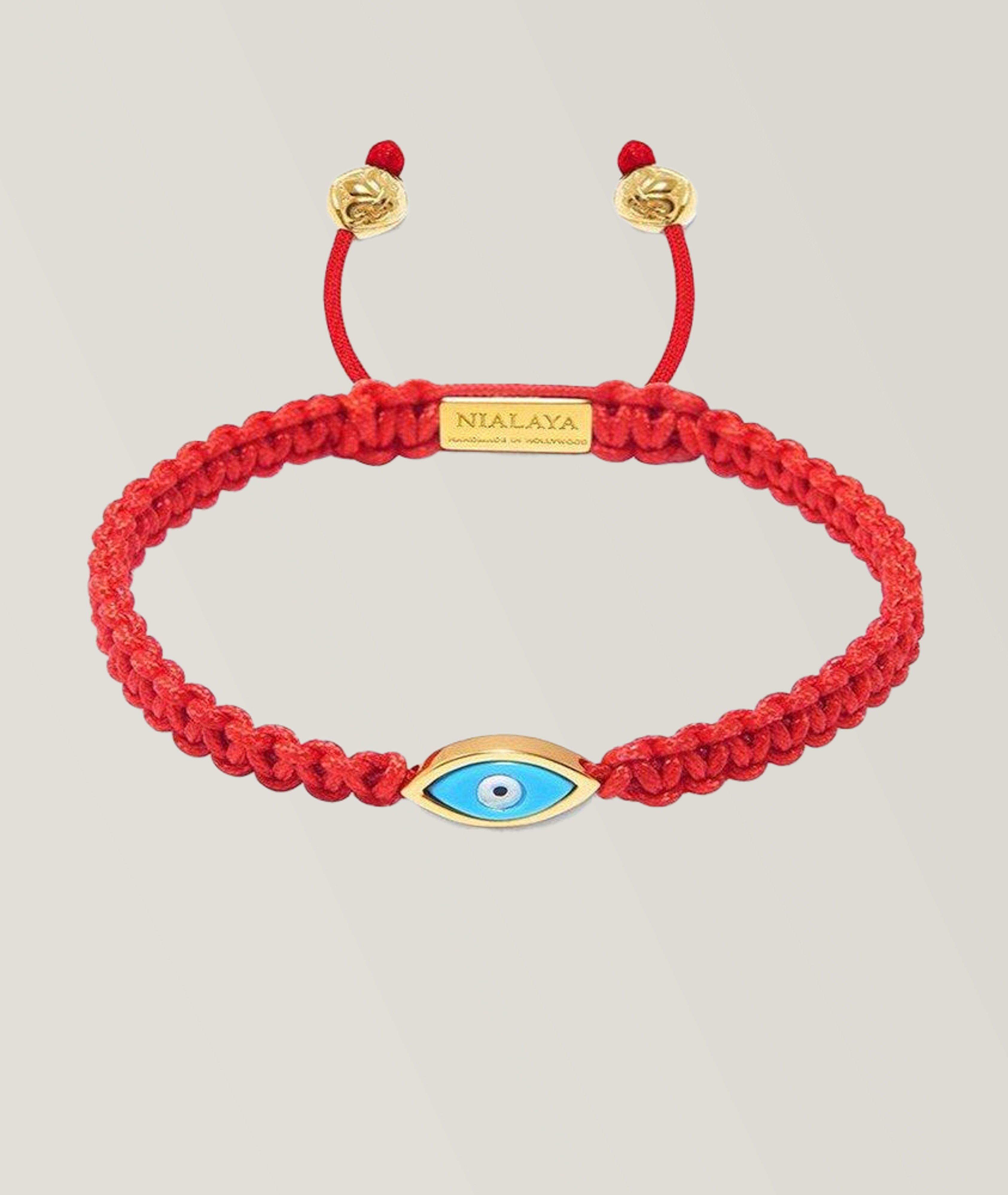 Red String With Gold Evil Eye Charm Bracelet image 0