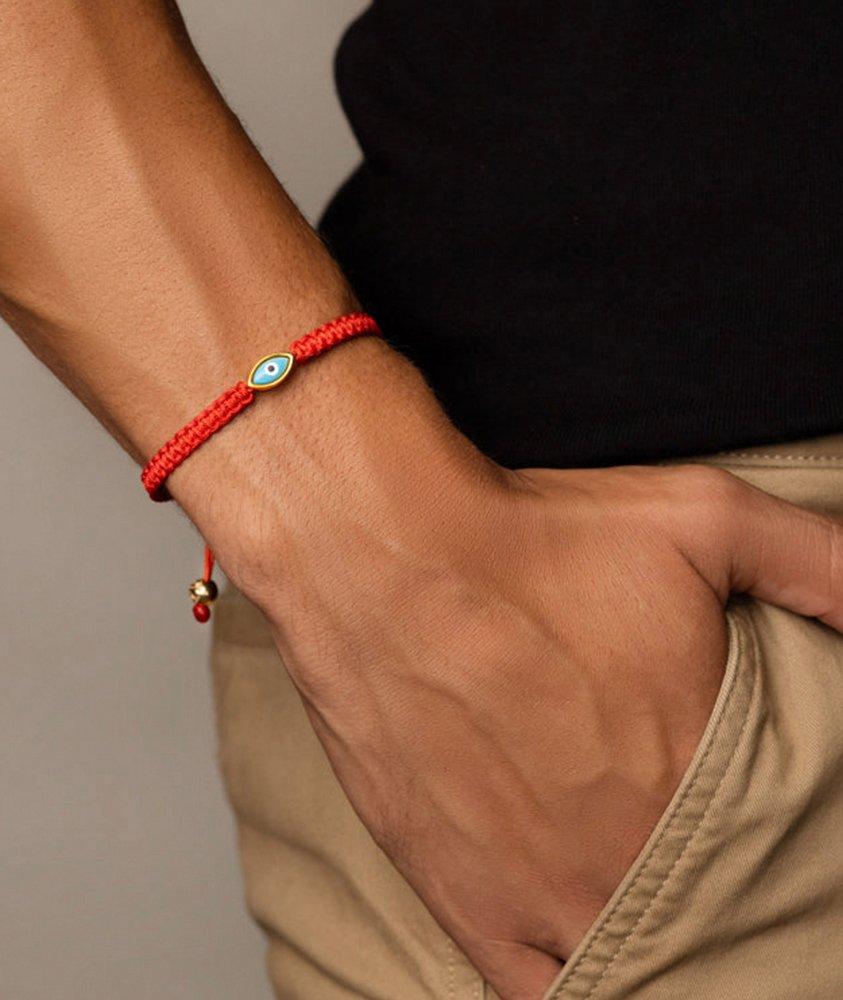 Red String With Gold Evil Eye Charm Bracelet image 1