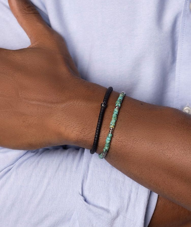  Turquoise Heishi Beads & Silver  Bracelet image 1