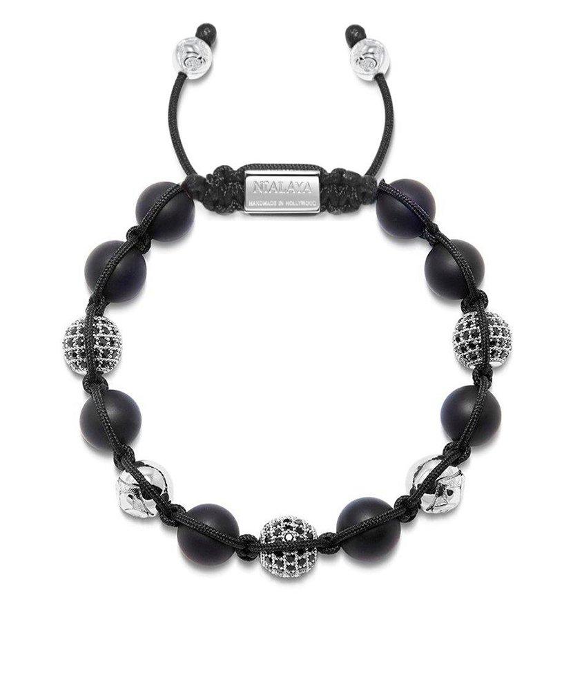  Beaded Matte Onyx and Silver Bracelet  image 0