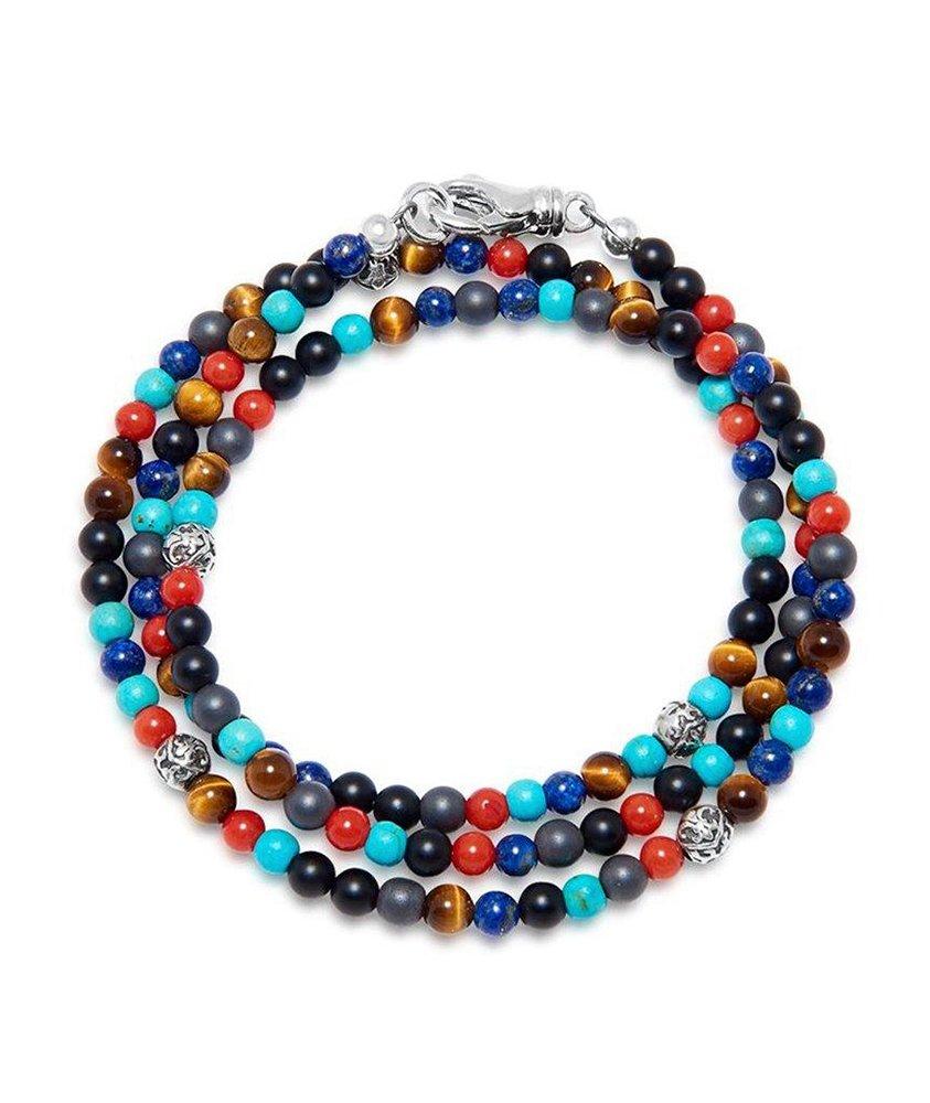 Turquoise, Red Glass Beads, Blue Lapis, Hematite and Onyx Bracelet image 0