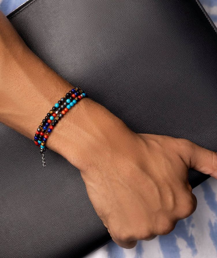 Turquoise, Red Glass Beads, Blue Lapis, Hematite and Onyx Bracelet image 1