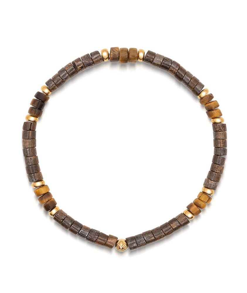 Bronzite and Brown Tiger Eye Heishi Beads Bracelet  image 0