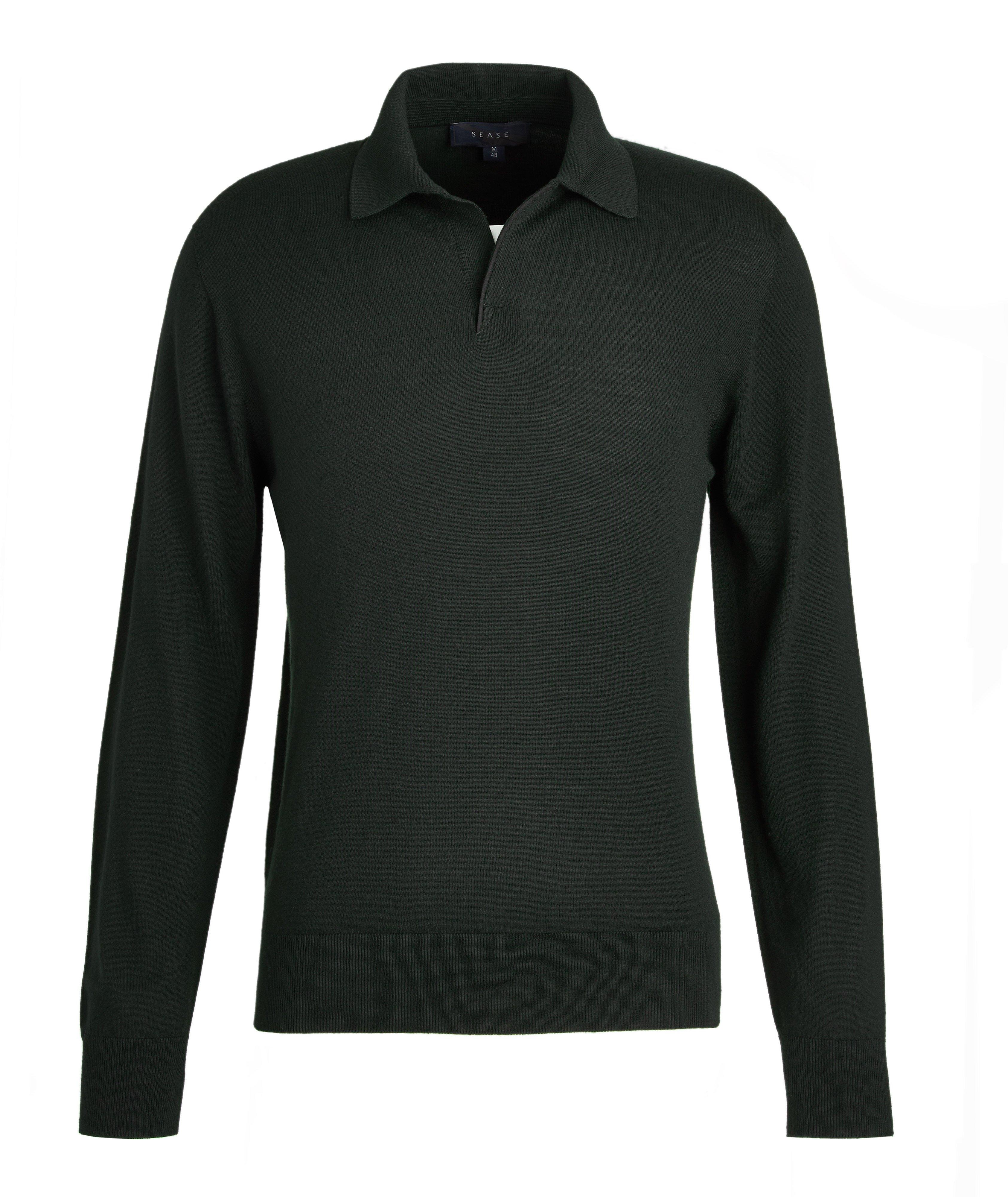 Polo Lasca en tricot de laine mérinos à manches longues image 0