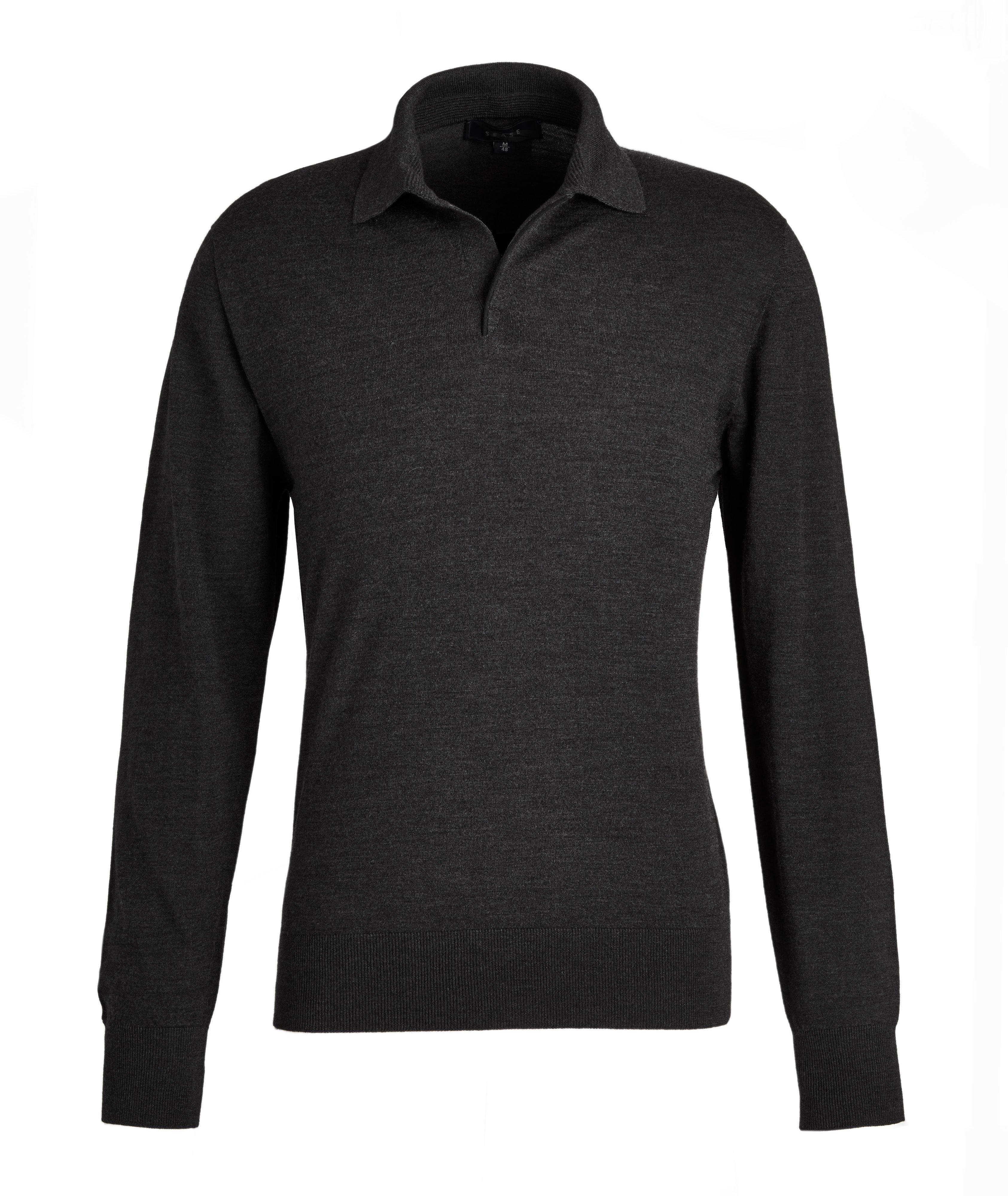 Lasca Merino Wool Knit Long Sleeve Polo image 0