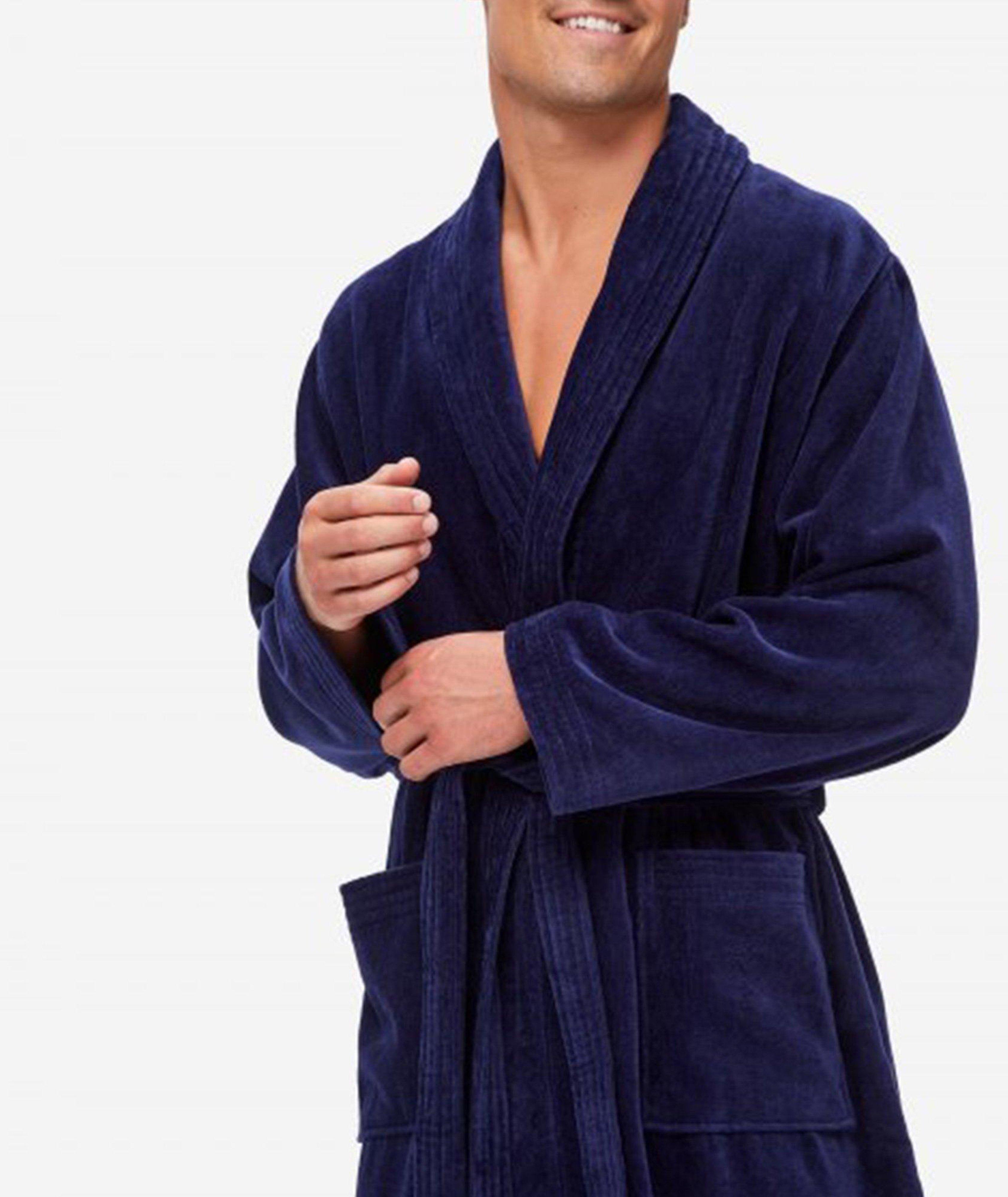 Derek Rose Men's Bathrobe Aston 31 Terry Cotton Blue