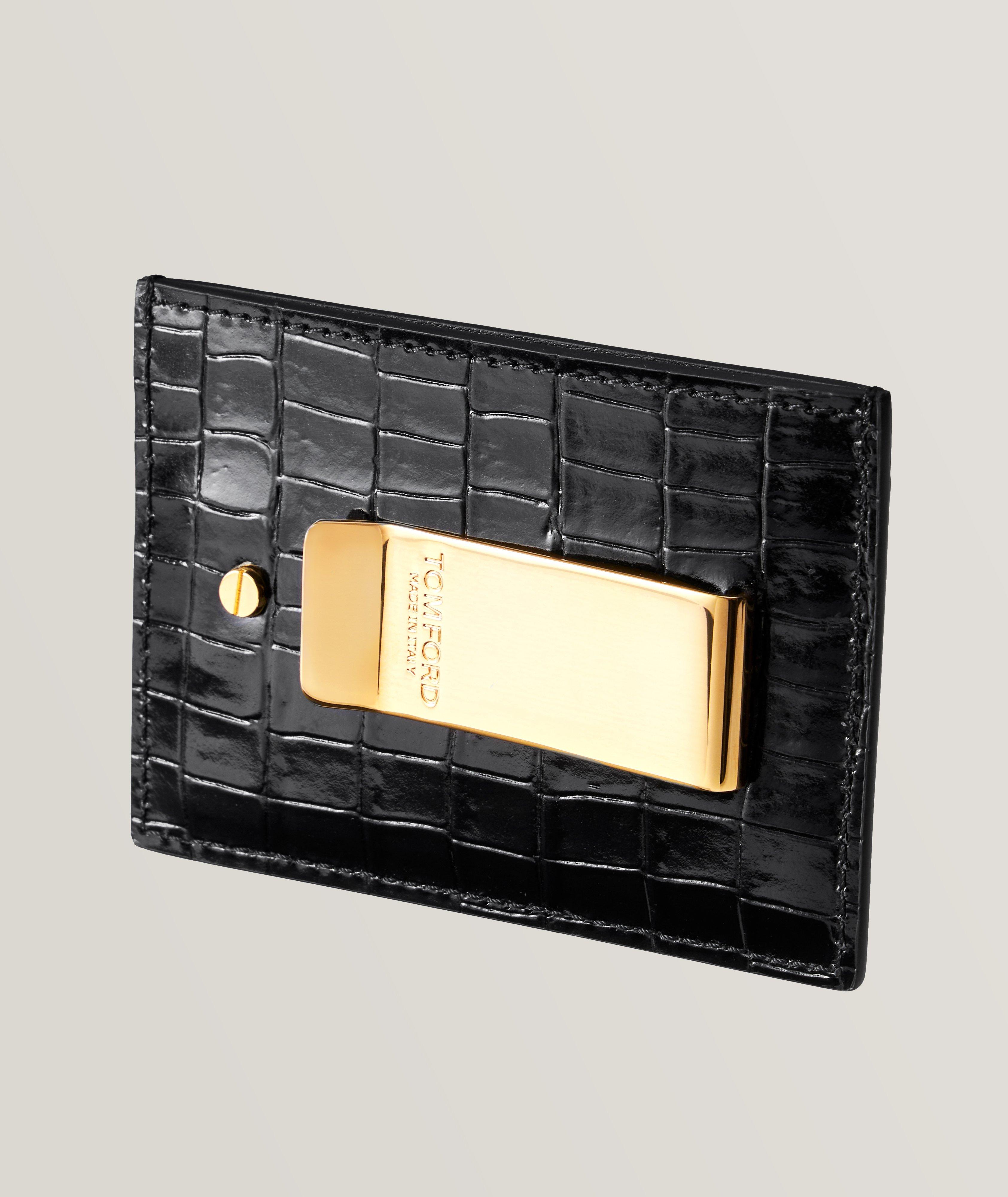 TOM FORD Crocodile Print Leather Money Clip Cardholder | Wallets