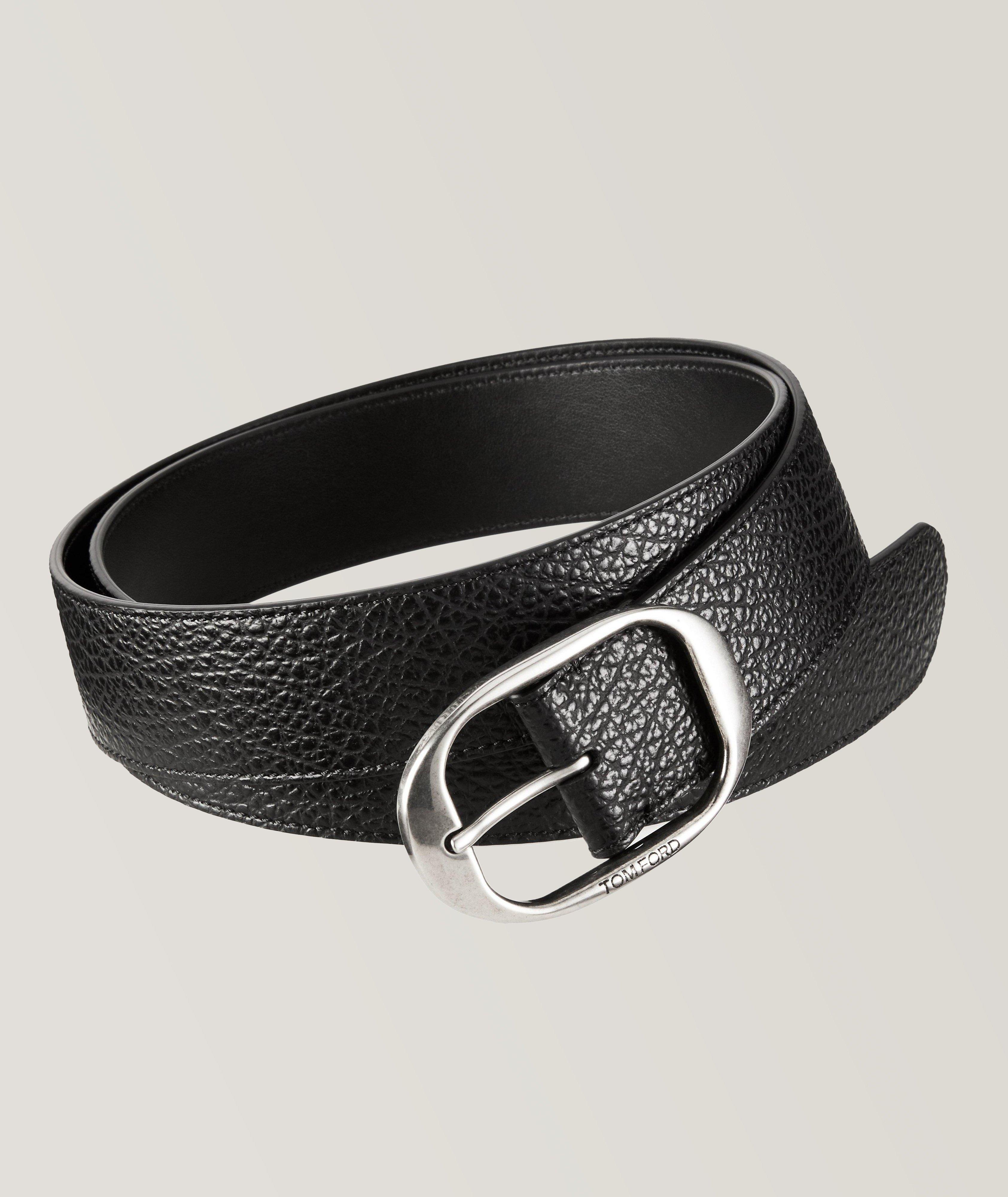 Ceinture en cuir grenu à boucle ovale image 0