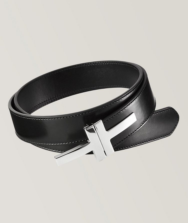 Double Clasp T-Buckle Leather Belt image 0