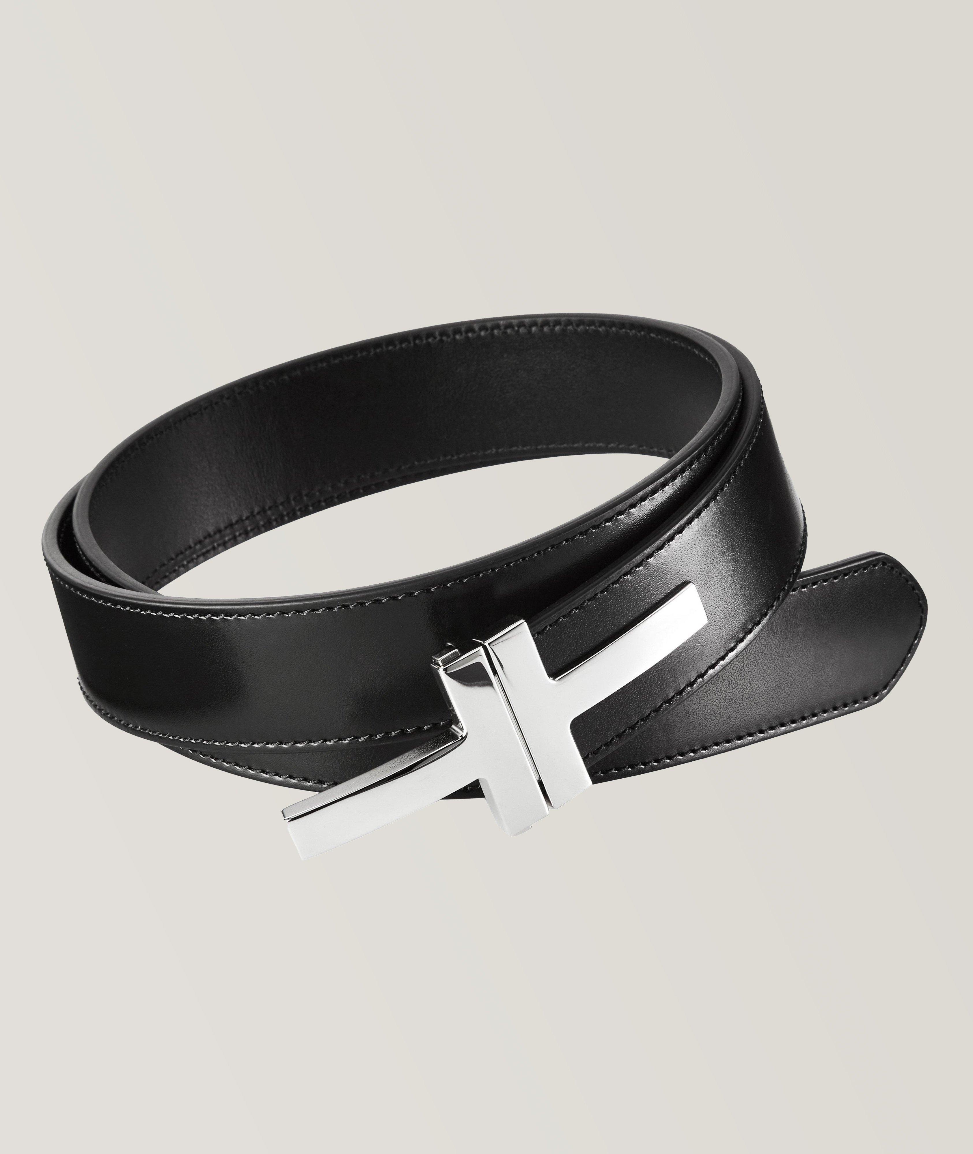 Double Clasp T-Buckle Leather Belt image 0