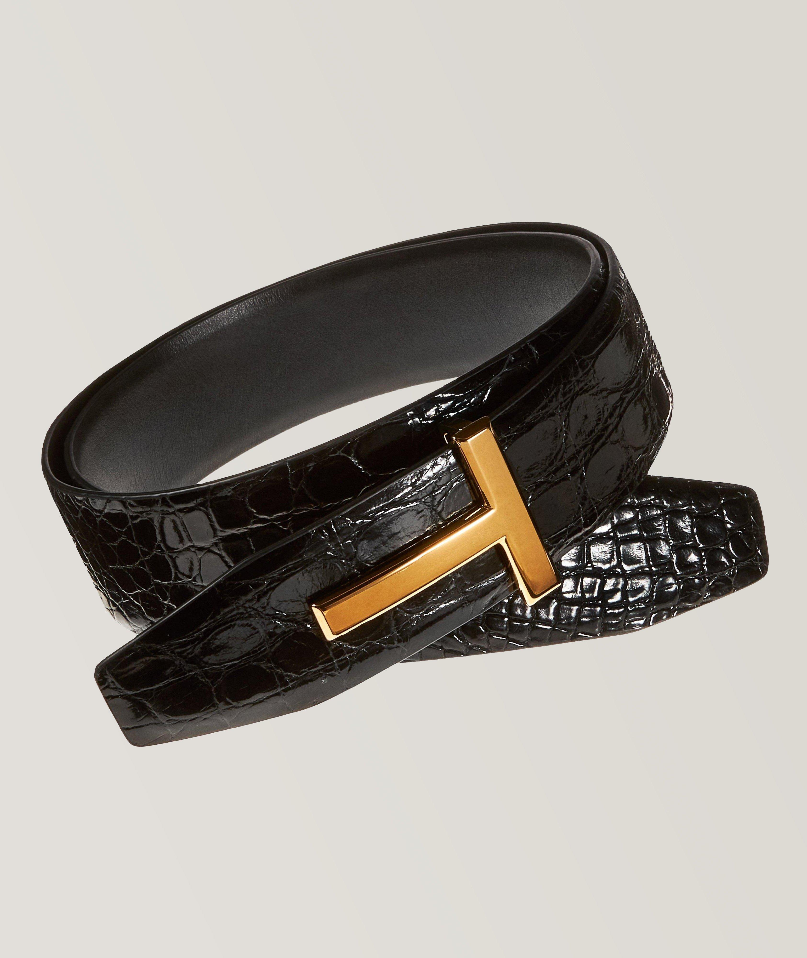 Logo woven leather belt in brown - Tom Ford