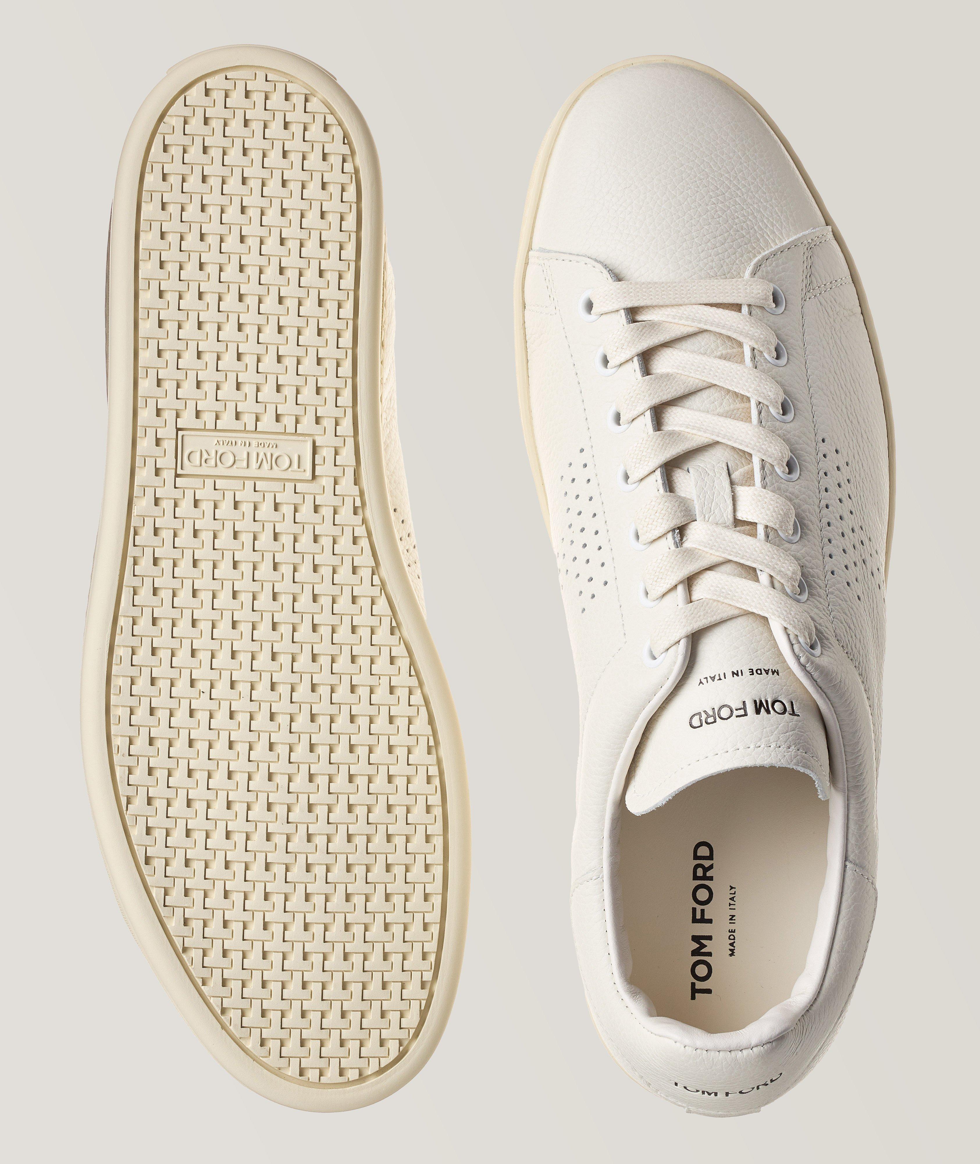 Perforated metallic stretch-knit sneakers