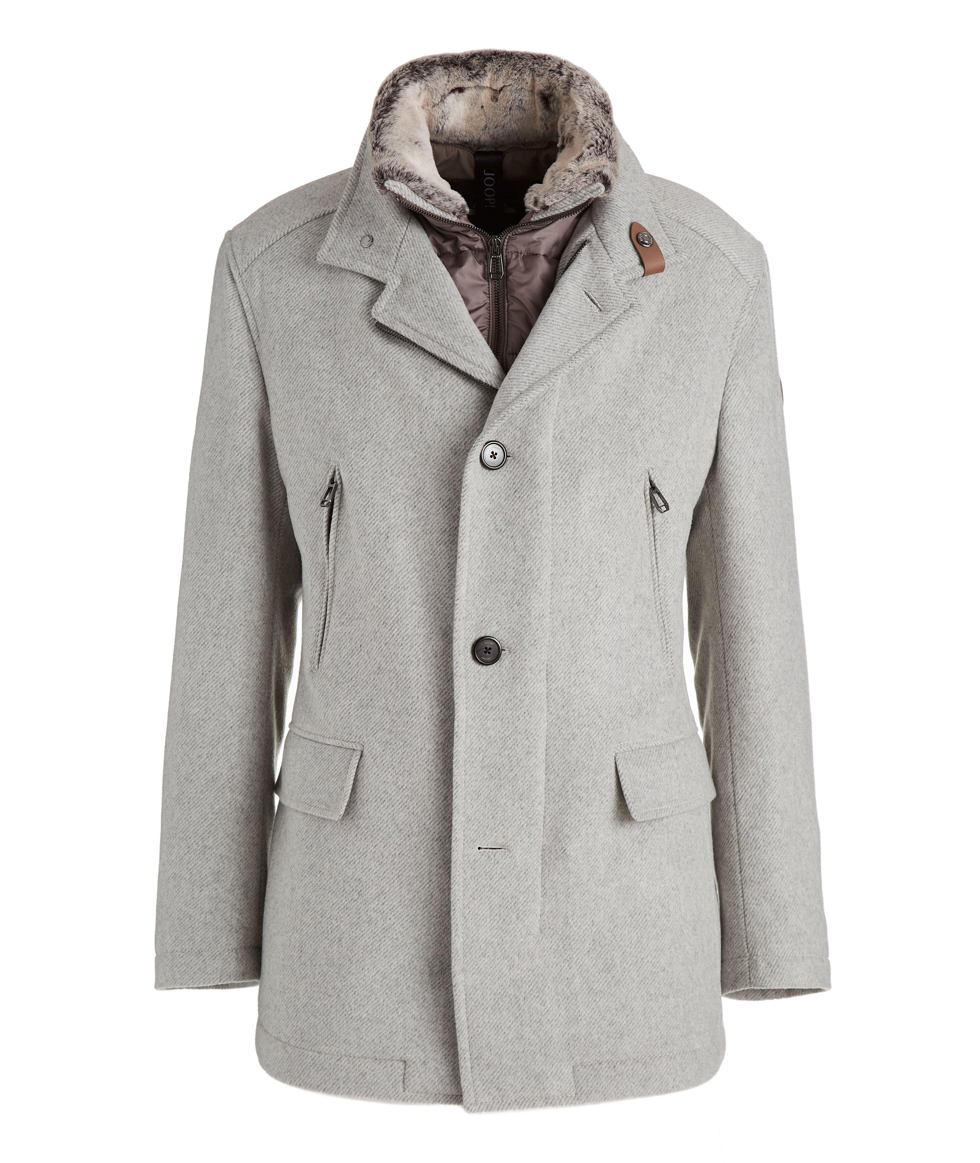 Gary Wool-Blend Fur Bib Overcoat image 0