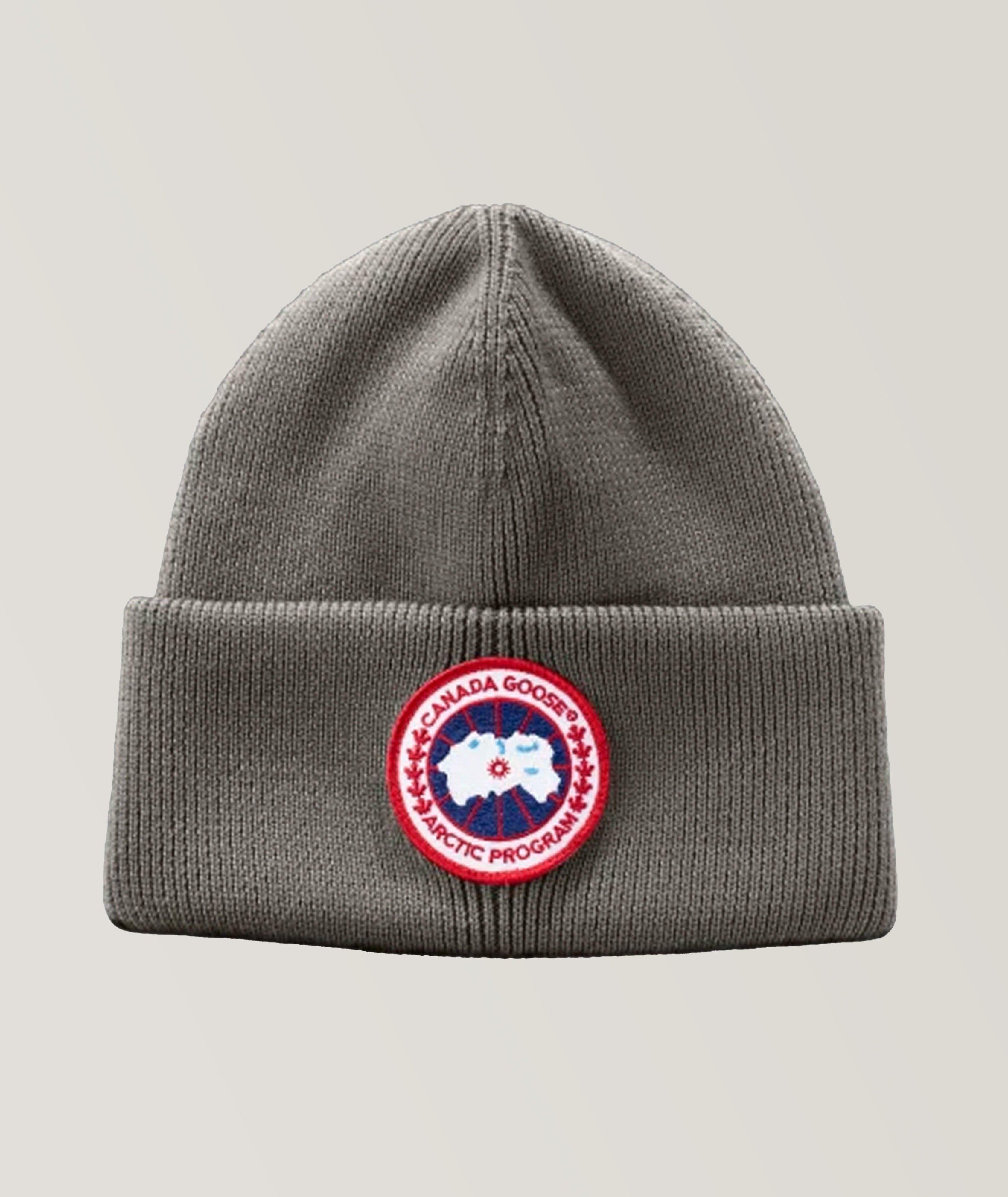 Canada Goose Tuque en tricot côtelé de laine avec écusson de marque