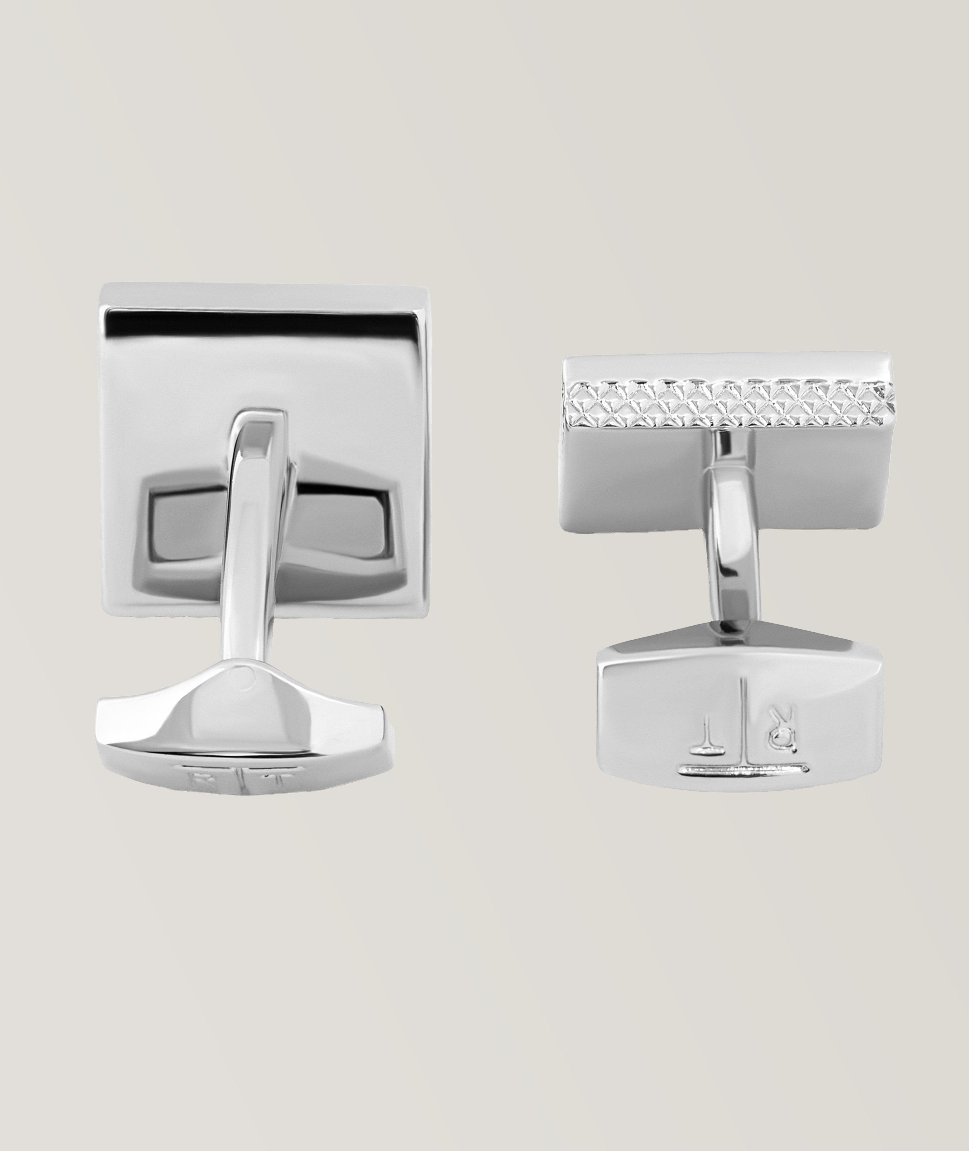 Square Geometric Enamel Cufflinks image 1