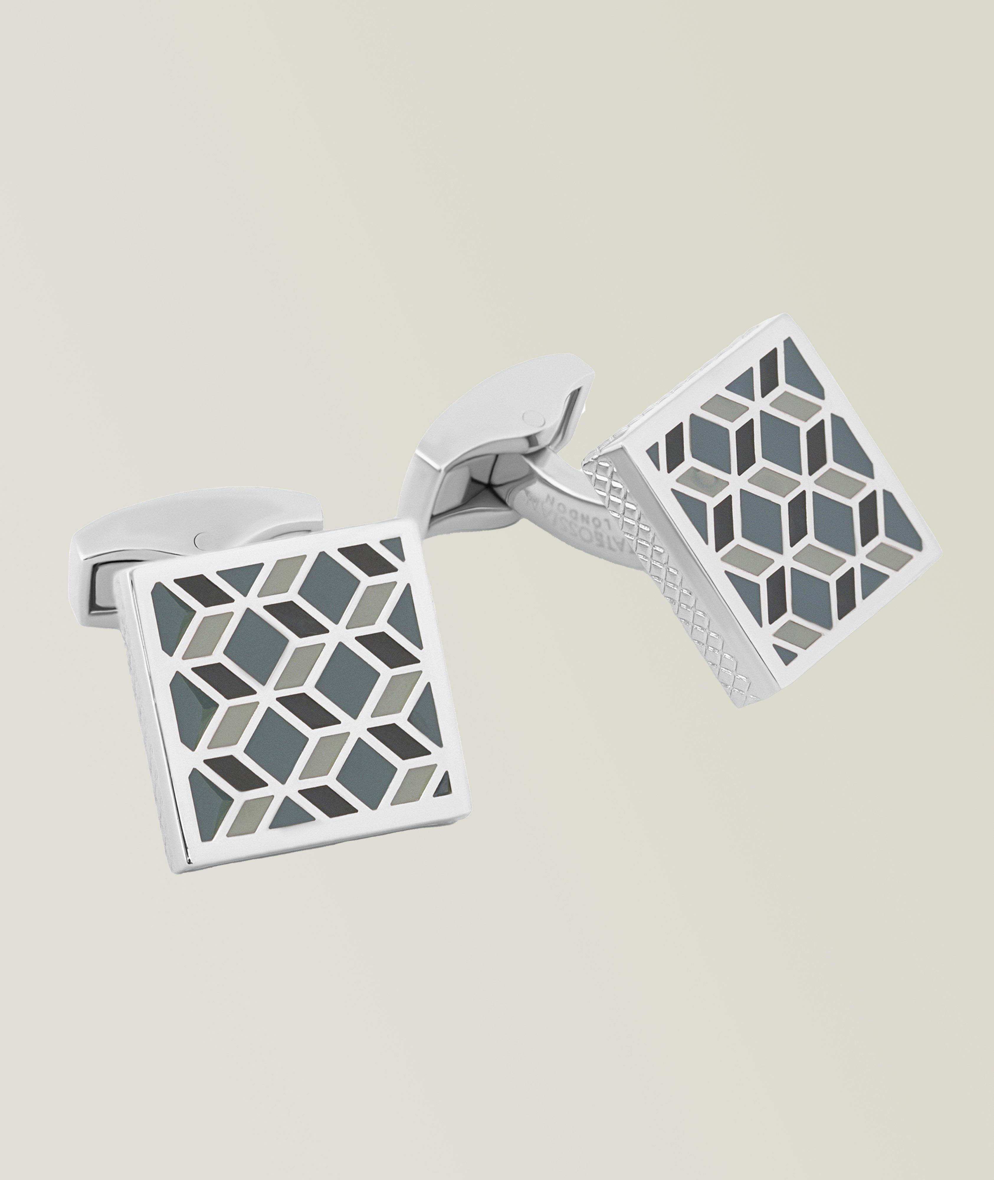 Square Geometric Enamel Cufflinks image 0