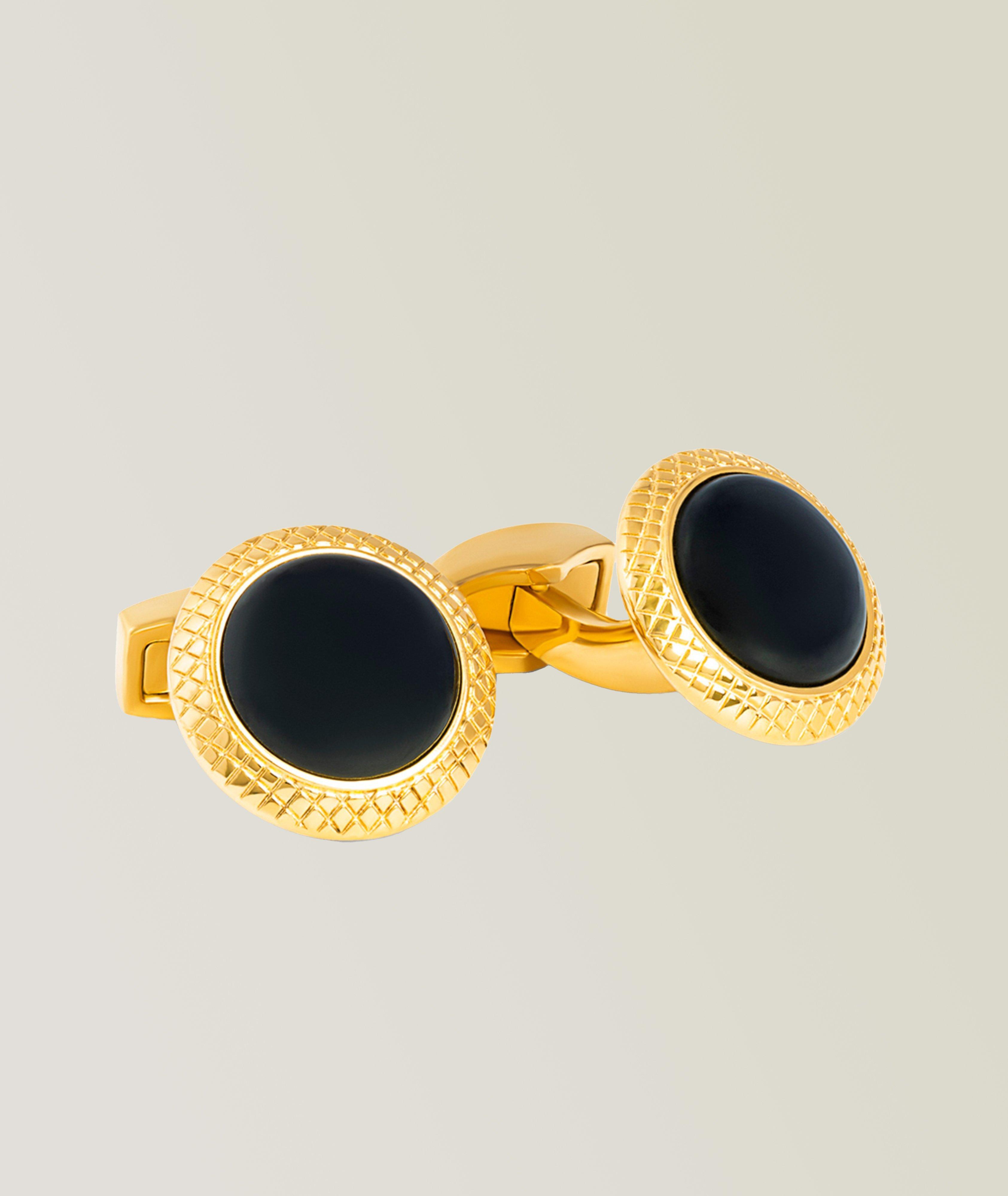 Round Onyx Bullseye Cufflinks image 0