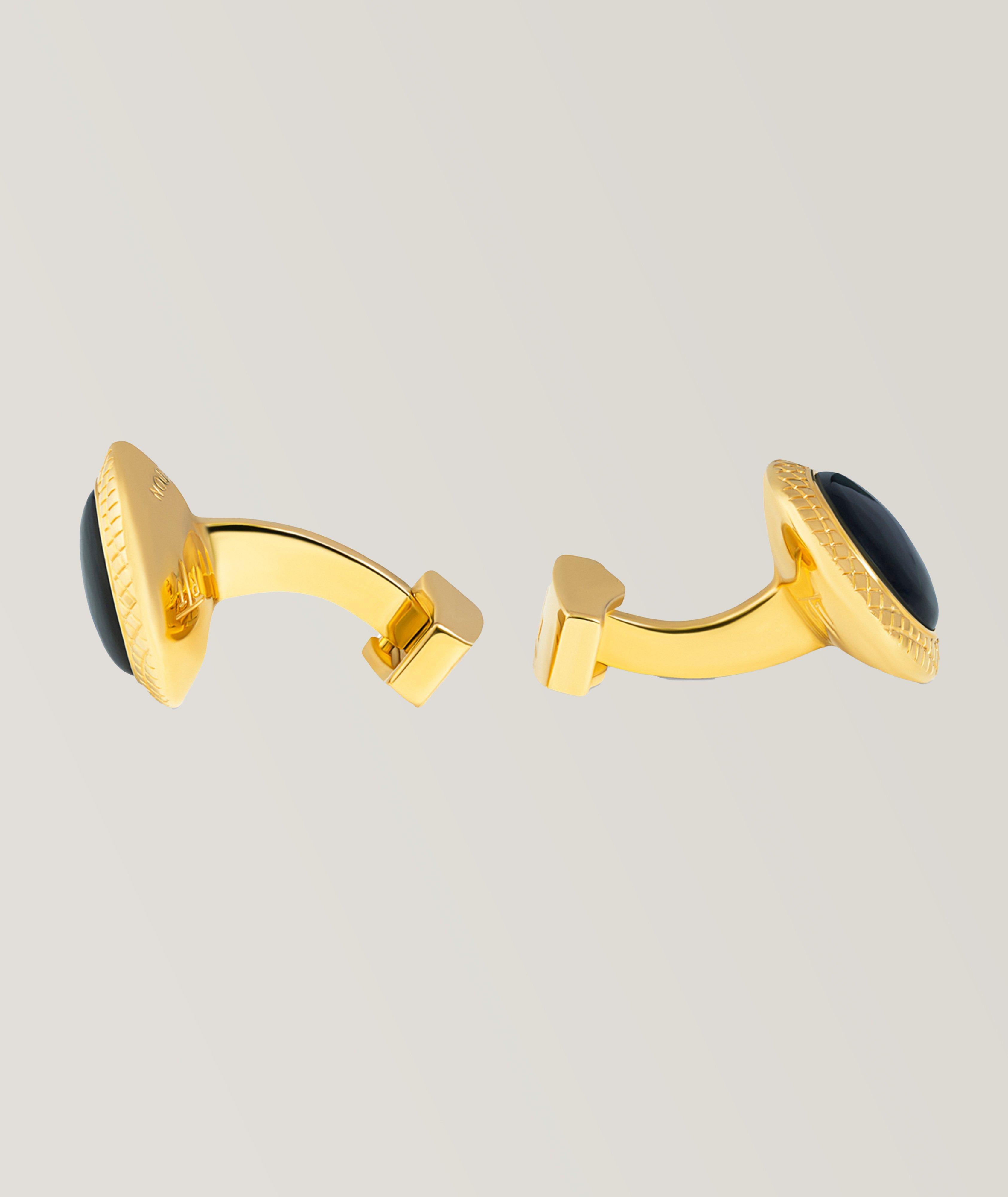 Round Onyx Bullseye Cufflinks image 2