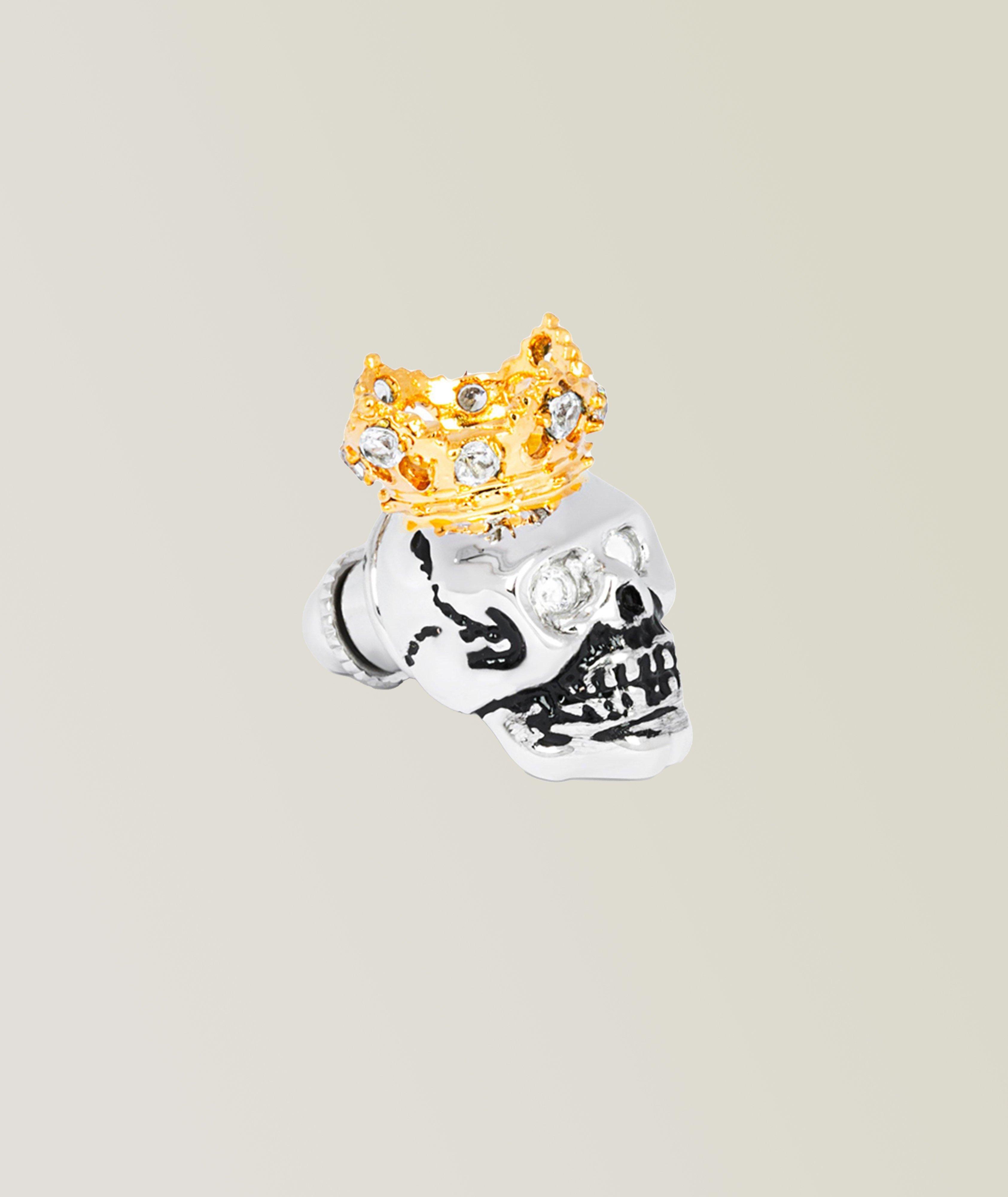King Skull Rhodium Plated Pin image 0