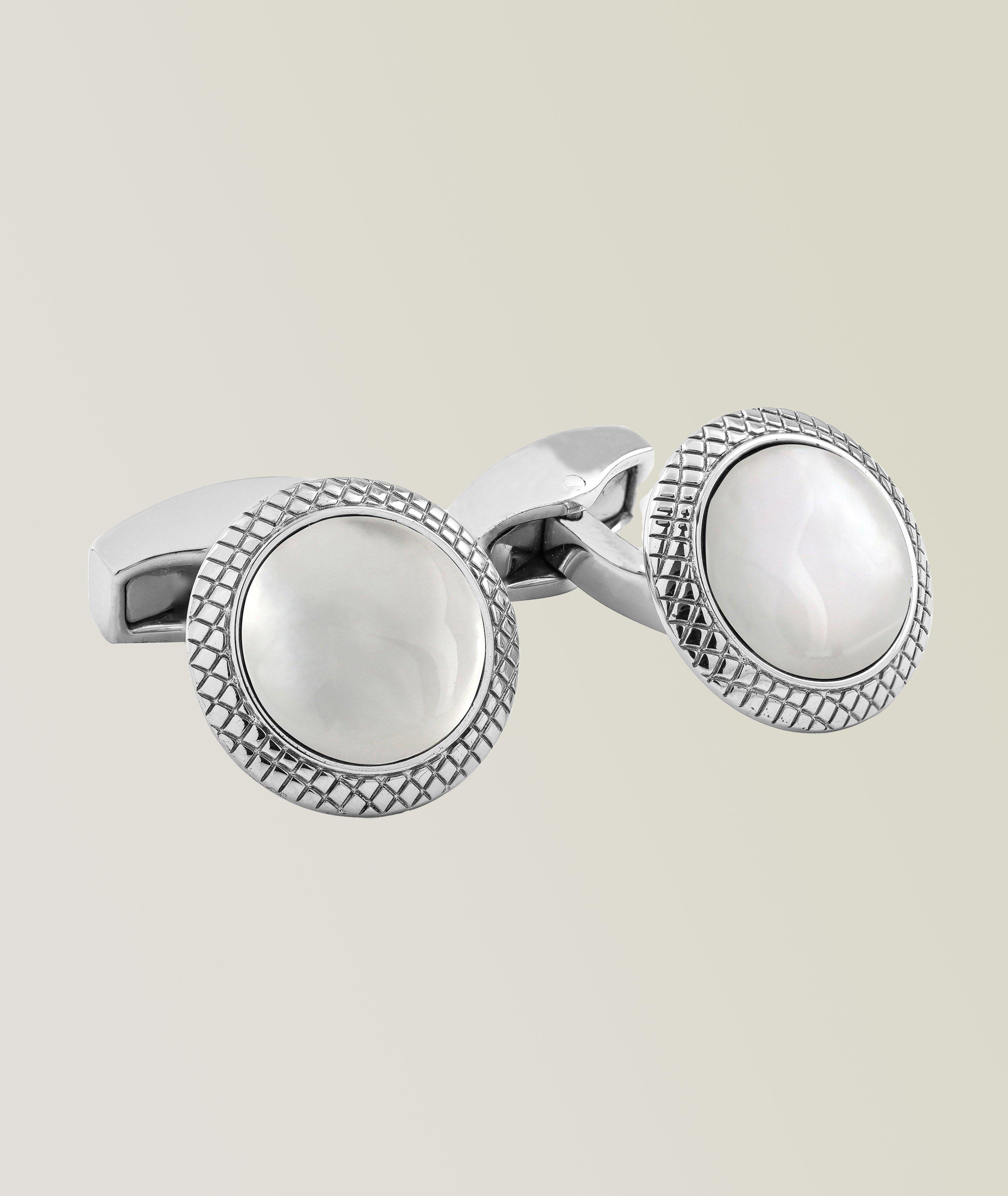 Limited Edition Rhodium Plated Bullseye Round Cufflinks image 0