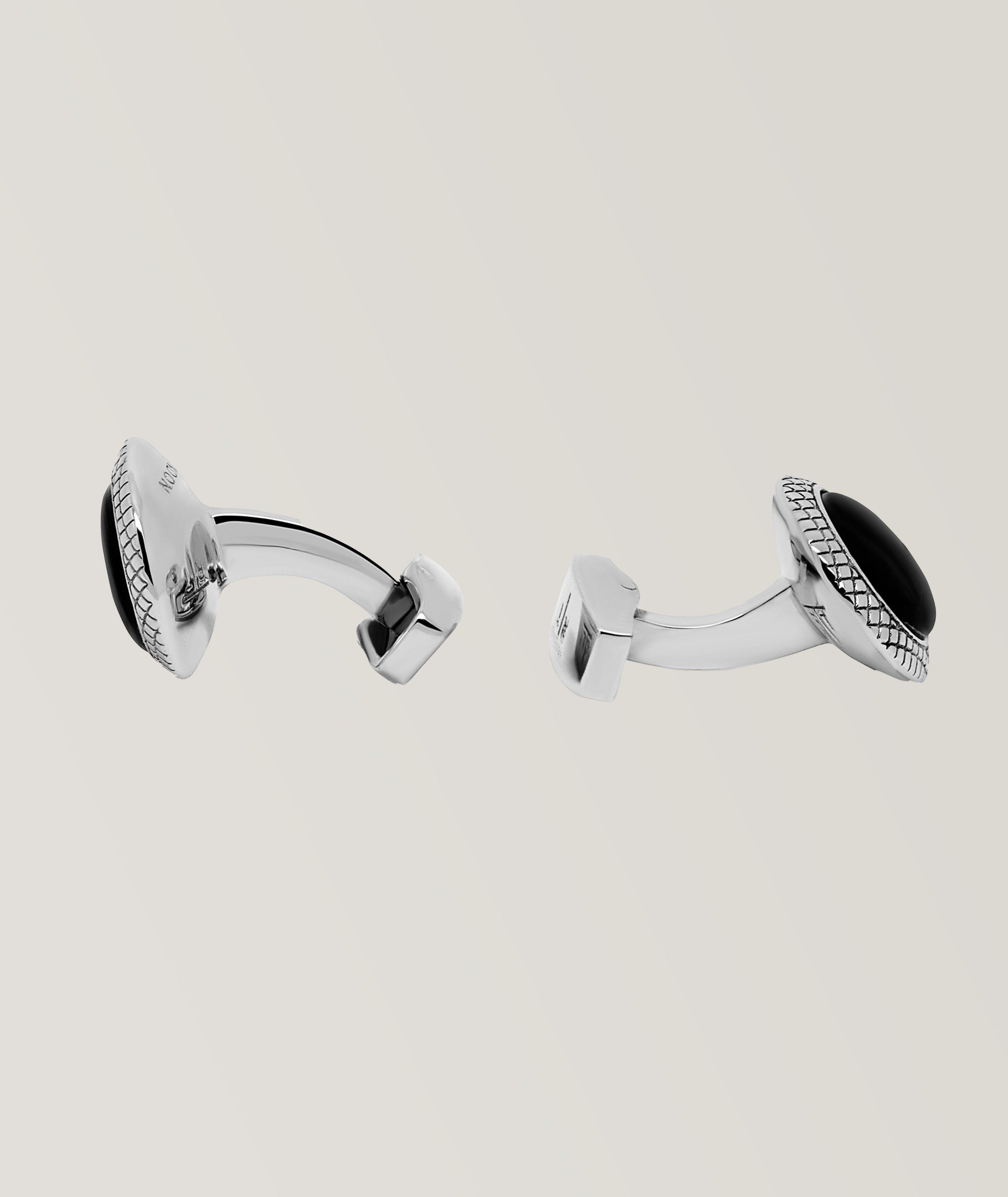 Rhodium Plated Bullseye Round Cufflinks image 2