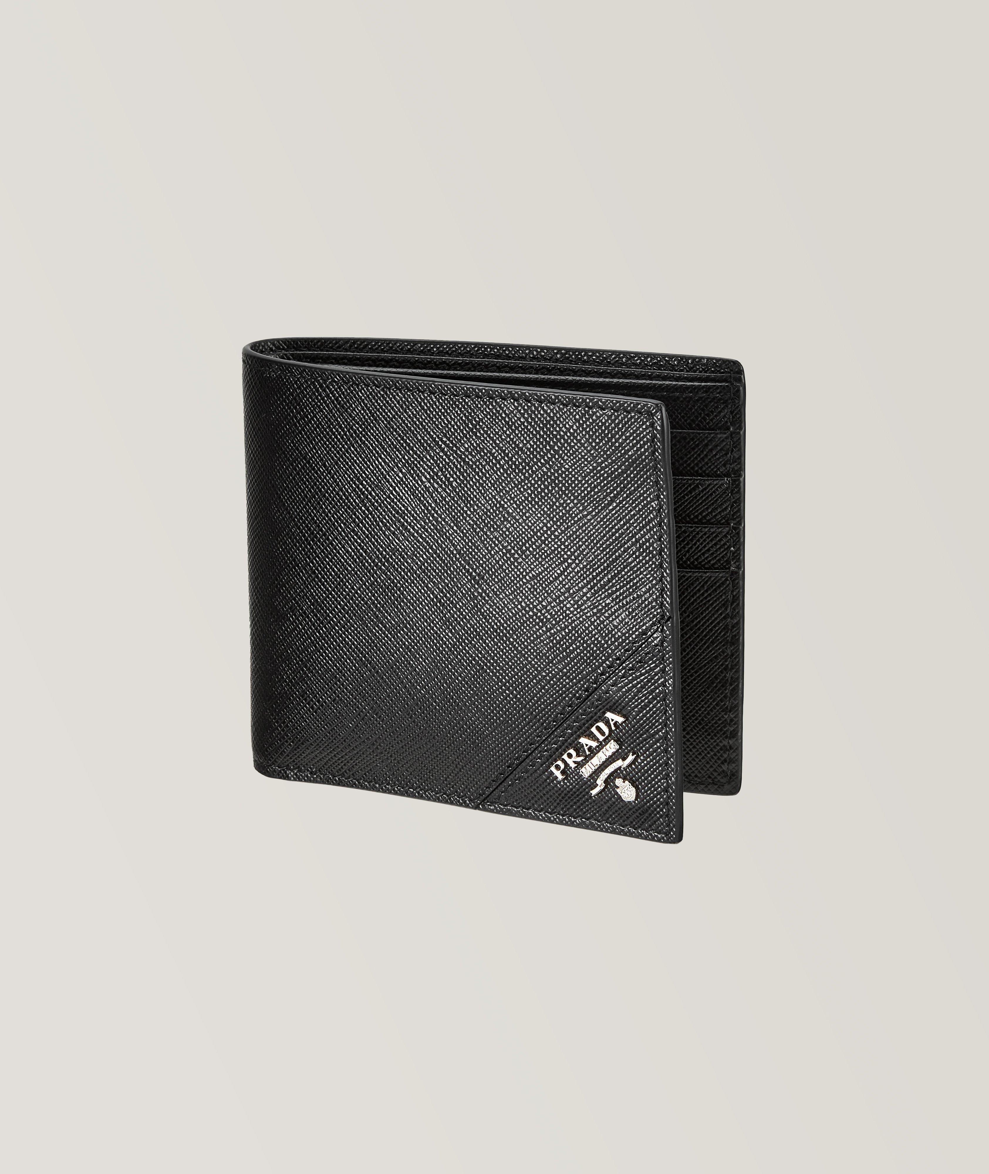 GIORGIO ARMANI Bifold Saffiano Leather Money Clip Wallet - Black