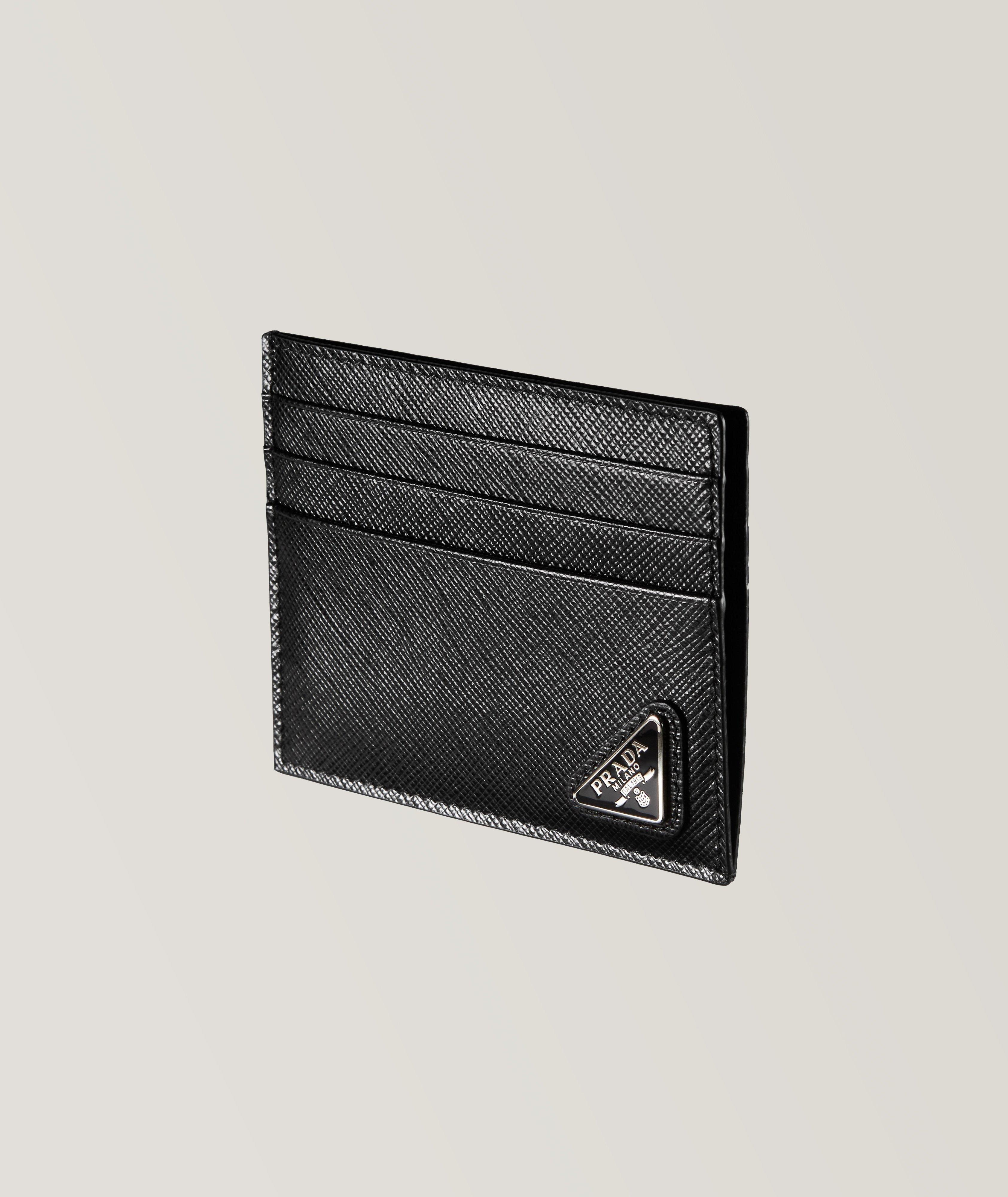 Enamel Logo Saffiano Leather Card Holder image 0