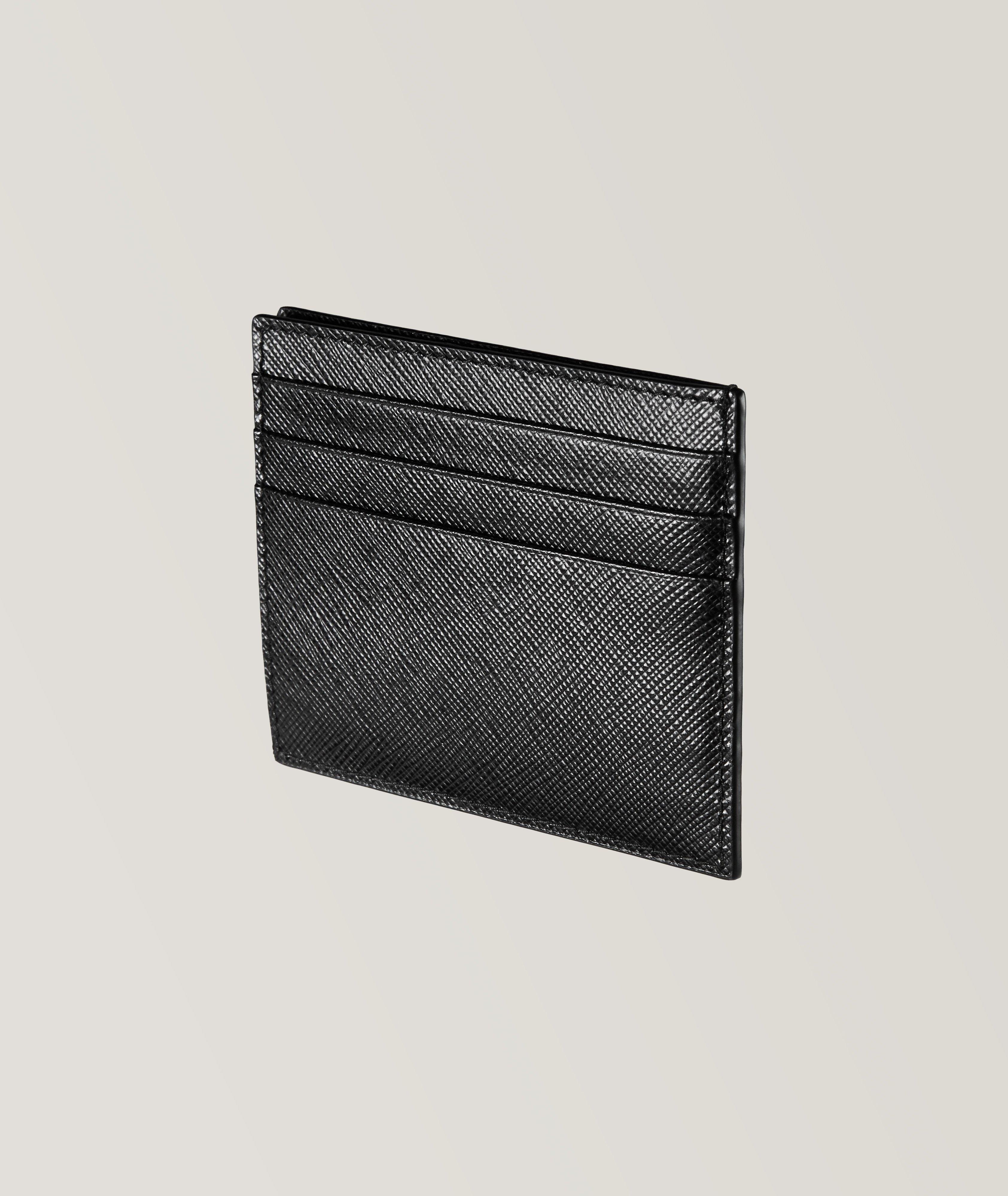 Enamel Logo Saffiano Leather Card Holder image 1