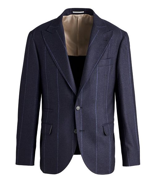 Brunello Cucinelli Chalk Stripe Wool-Silk-Cashmere Sports Jacket