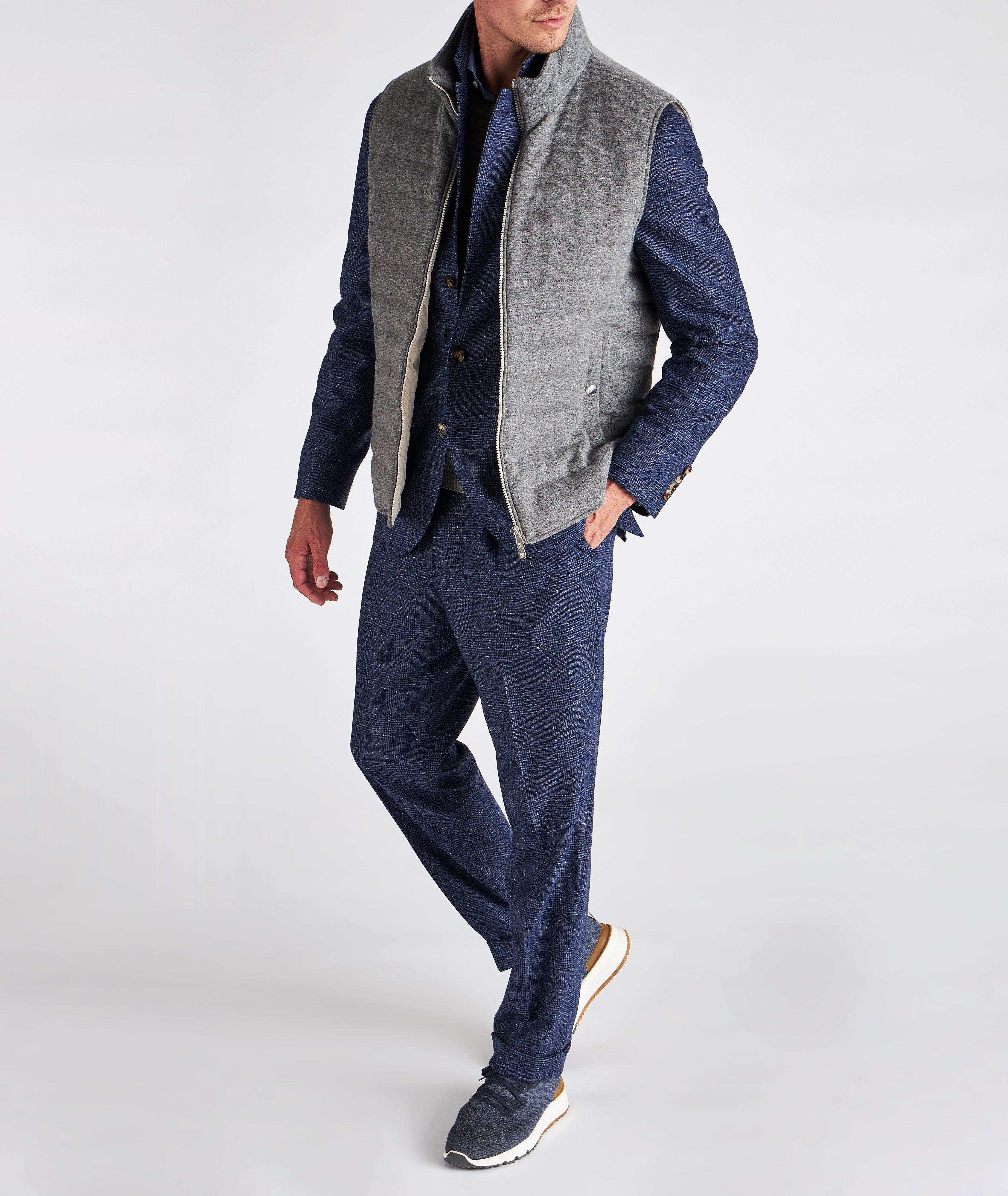 Pleated Wool-Cashmere Glen Plaid Dress Pants image 1
