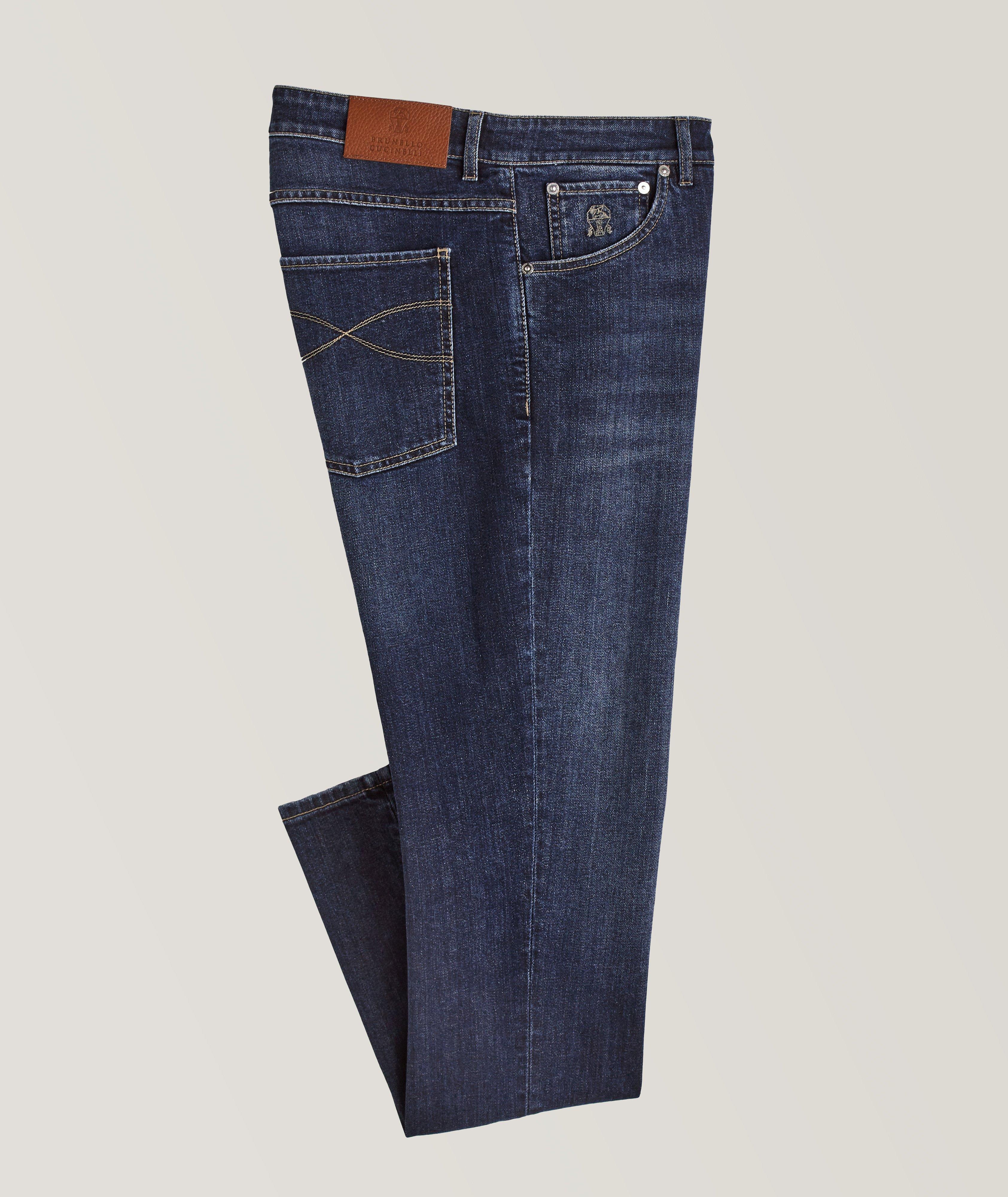 Brunello Cucinelli Stretch Garment Dyed Slim Fit Jeans